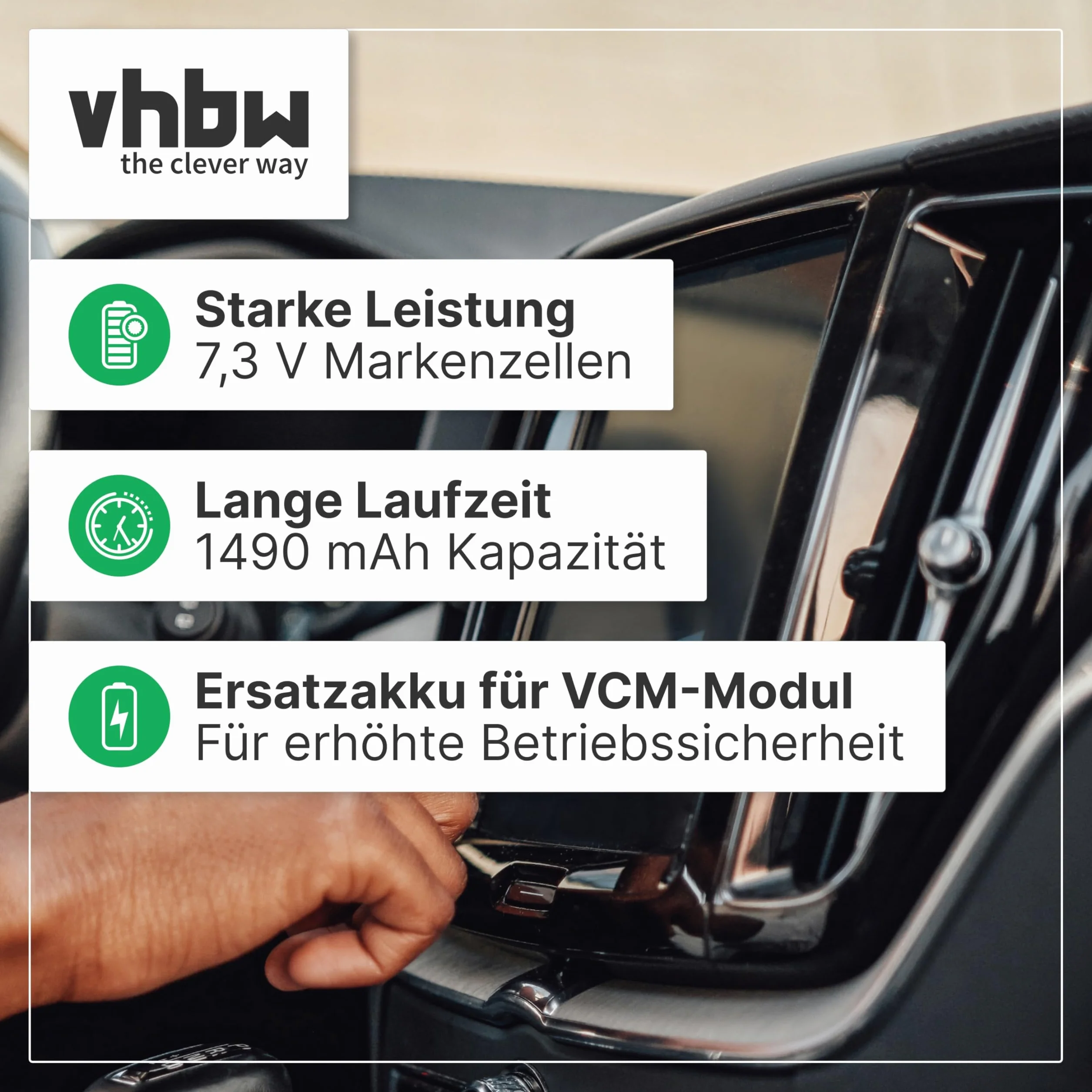 vhbw Akumulator kompatybilny z Audi A6 S6 Avant qu. 2016-2017 Auto (1,49 Ah, 7,3 V, litowo-jonowy)