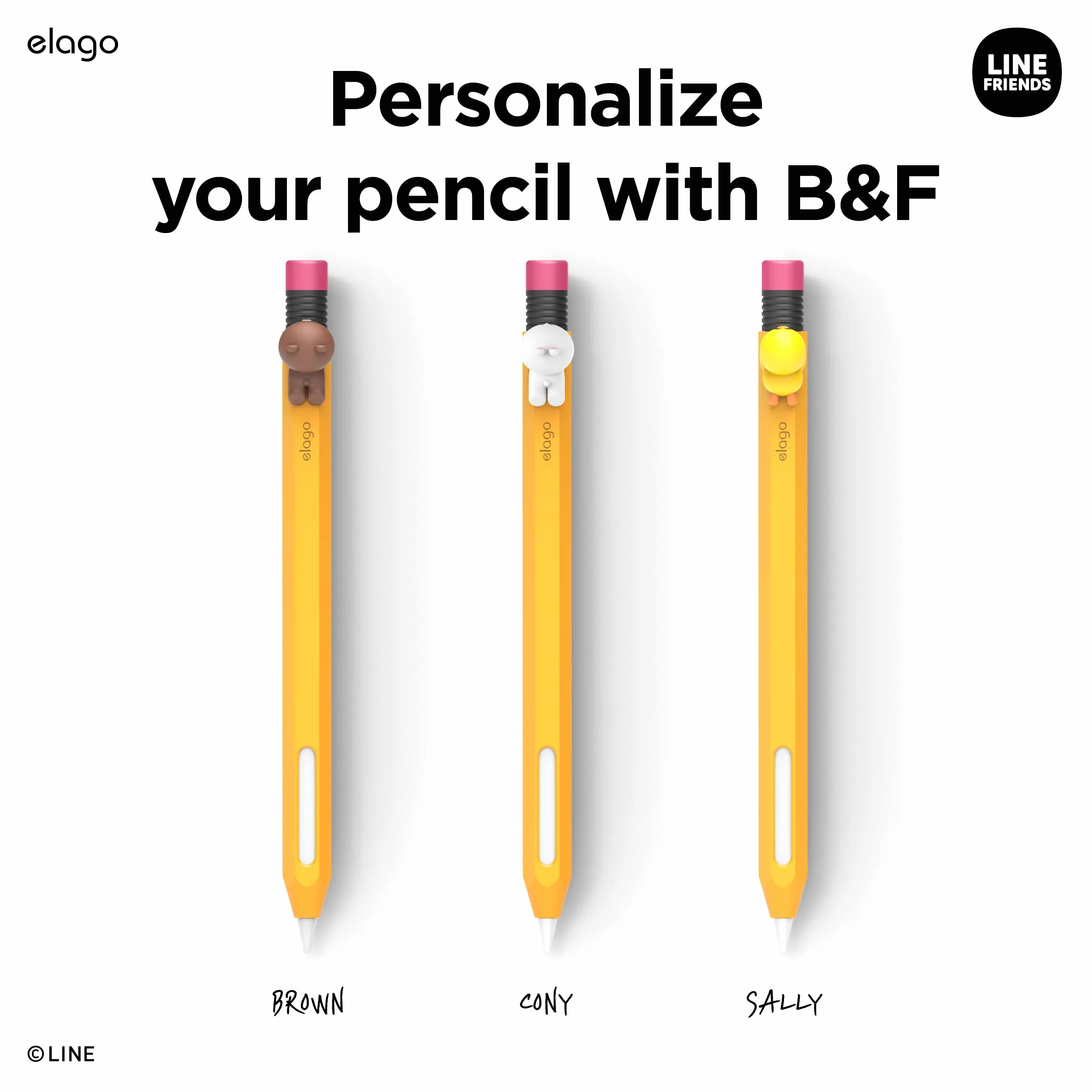 elago LINE Friends piórnik Apple Pencil 2 generacji silikonowy pokrowiec ochronny brązowy