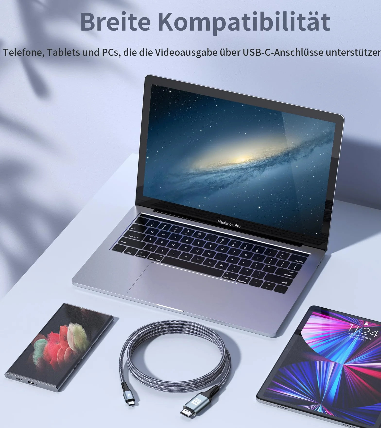Sweguard Kabla USB C do HDMI 4K, 6m Kabel USB typ C do HDMII 4K@UHD, Thunderbolt 3/4, kompatybilny z iPhone 17 16 15 Pro Max, Galaxy S26 S25 S24 S23 do S8, MacBook Pro/Air, iMac, iPad, Surface