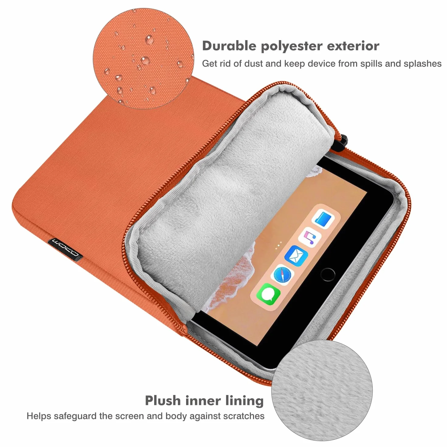 MoKo 9-11 Inch Tablet Sleeve Case for iPad Air M3, iPad A16 2025, iPad Pro 11 M4, Galaxy Tab S8/S9 11", Orange