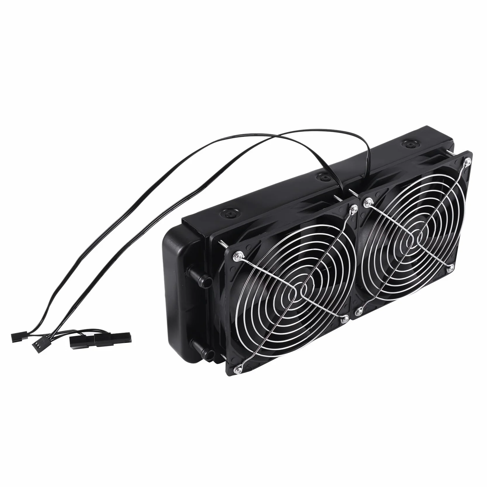 2 x Chłodnica komputerowa z 2 wentylatorami 240 mm do 10 do chłodzenia wodą z wentylatorem do chłodzenia wodą do procesora PC, prosty