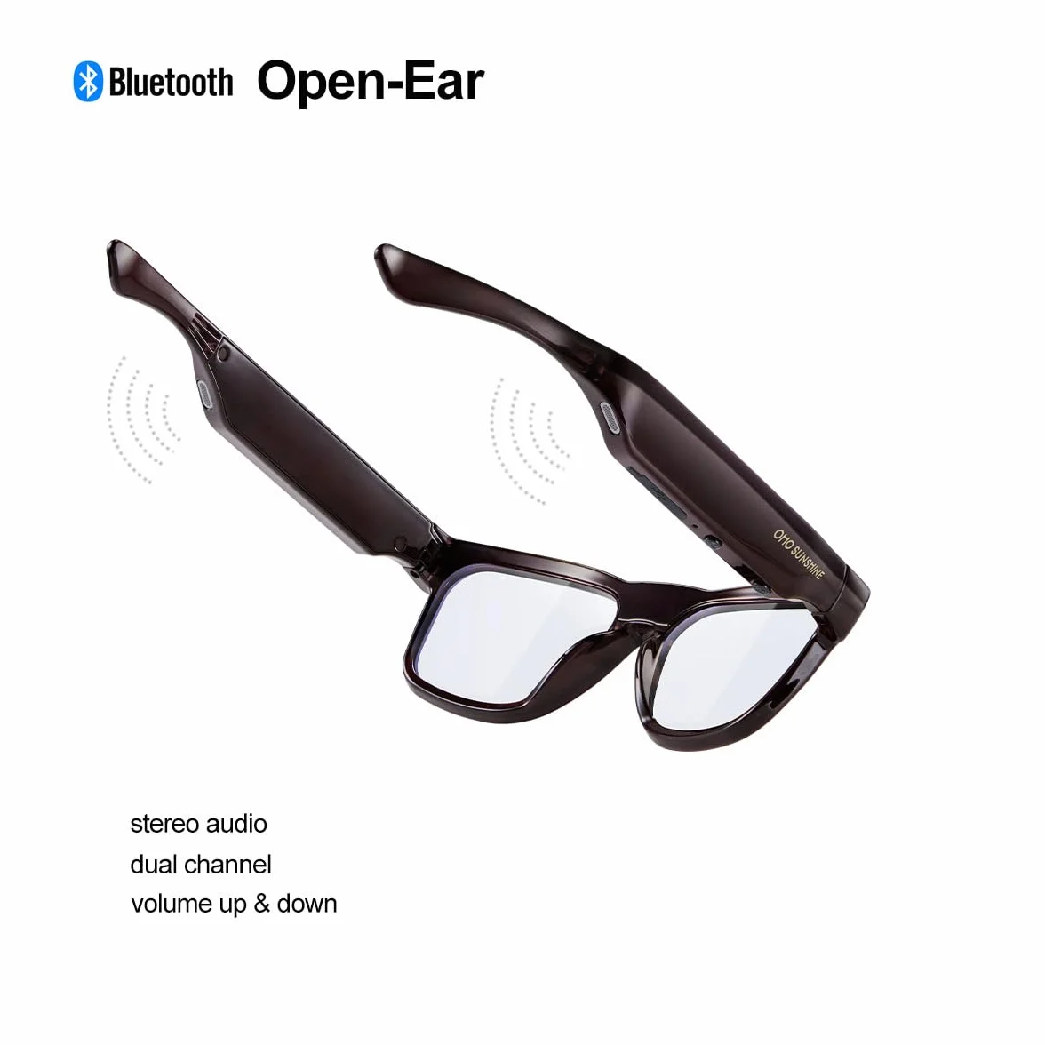 OHO Ultralekkie inteligentne okulary 4K, czat AI i tłumaczenie w czasie rzeczywistym, obsługa aplikacji OHO, nagrywanie podczas ładowania, obiektyw UV400, Brązowy, 128 GB