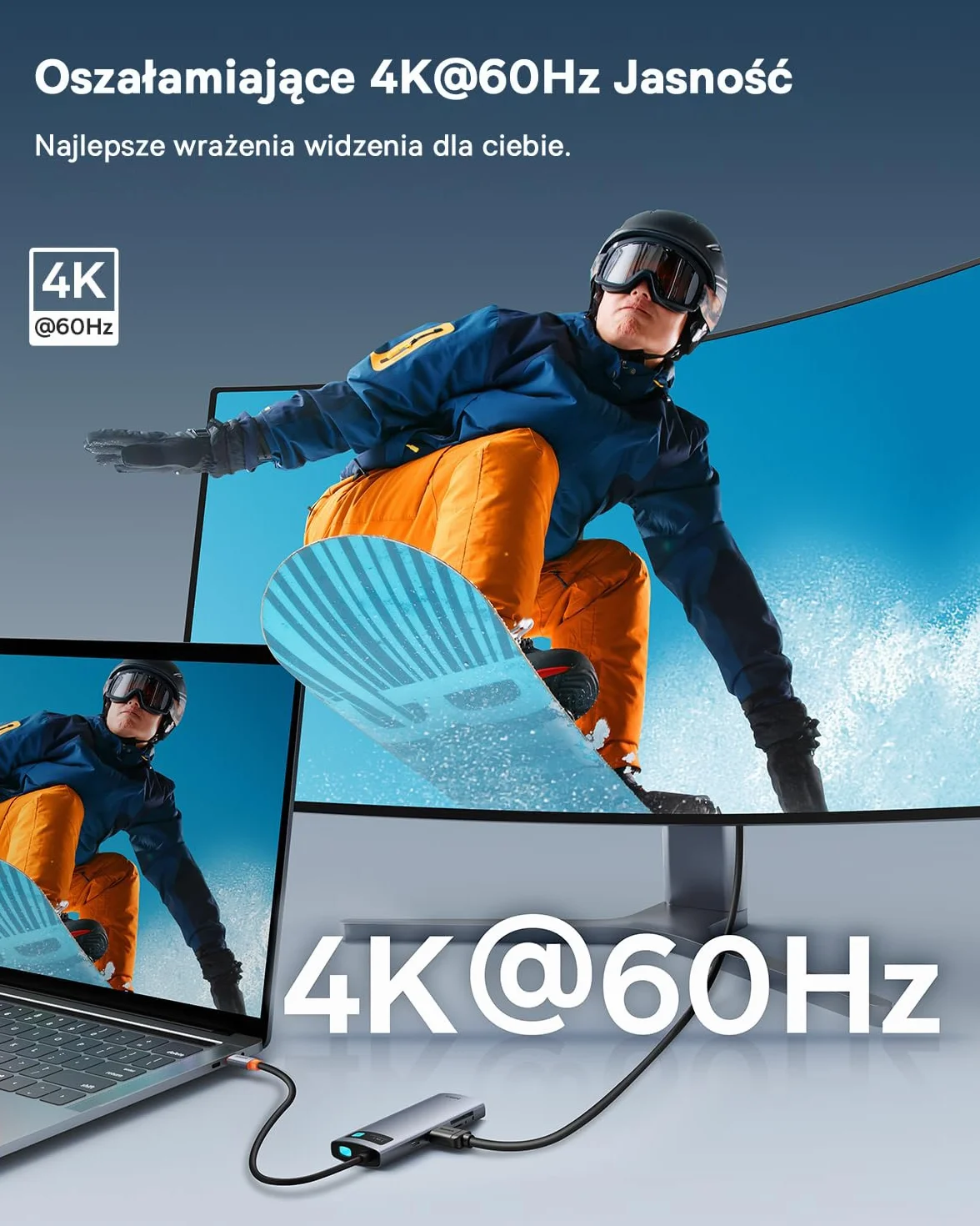 Baseus Koncentrator USB C 7 w 1 z 4K@60Hz HDMI, 100W PD, 3 USB A, Czytnik Kart SD/TF do Laptopów MacBook,Surface Pro,iPad Steam Deck,Samsung