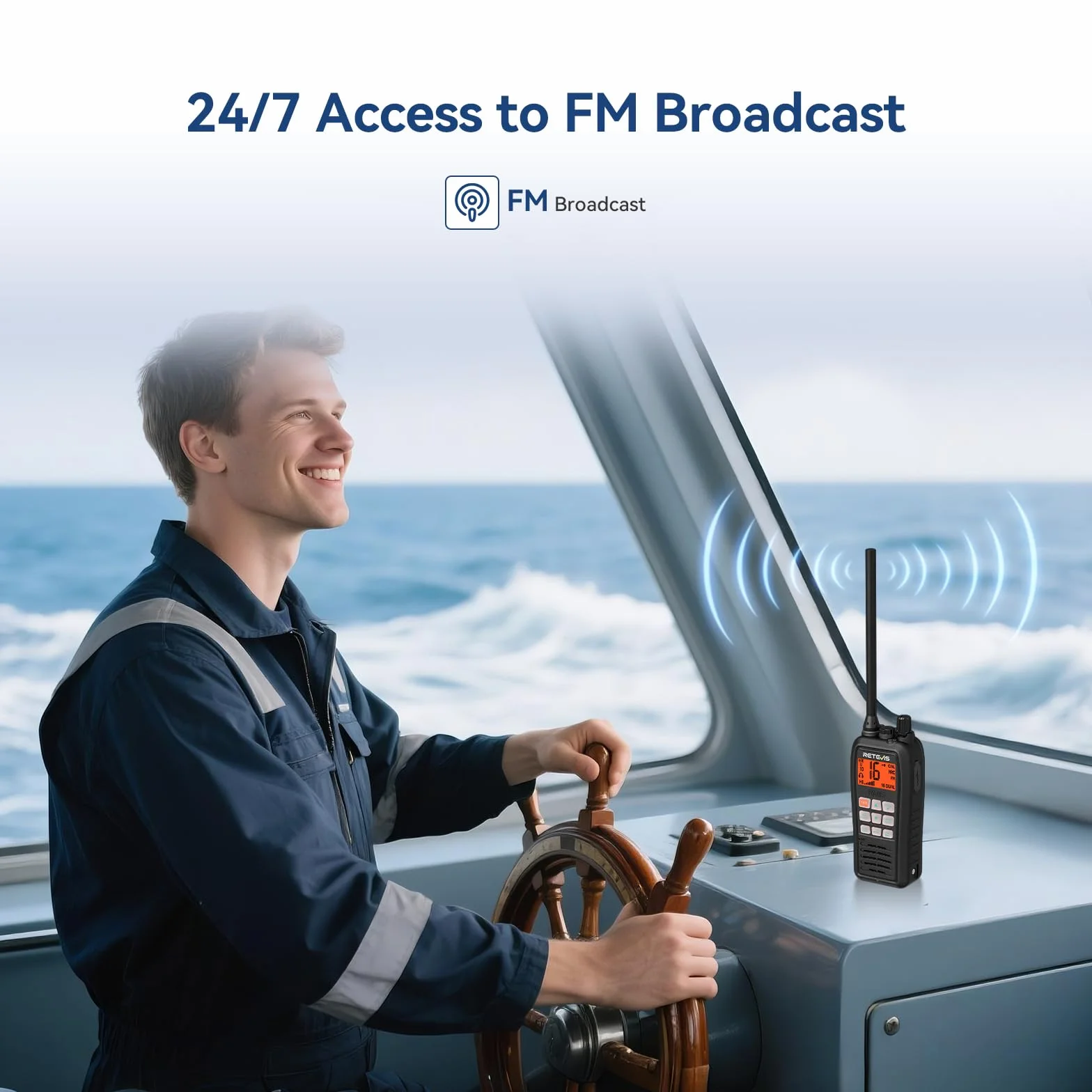 Retevis RM15 VHF Radio Marine, IP68 Pływające Ręczne Radio, Bateria 2000 mAh, Dwukolorowy Ekran, Międzynarodowe Kanały Morskie, Ship to Shore z Głośnikiem dla Łodzi (1 Opakowanie)