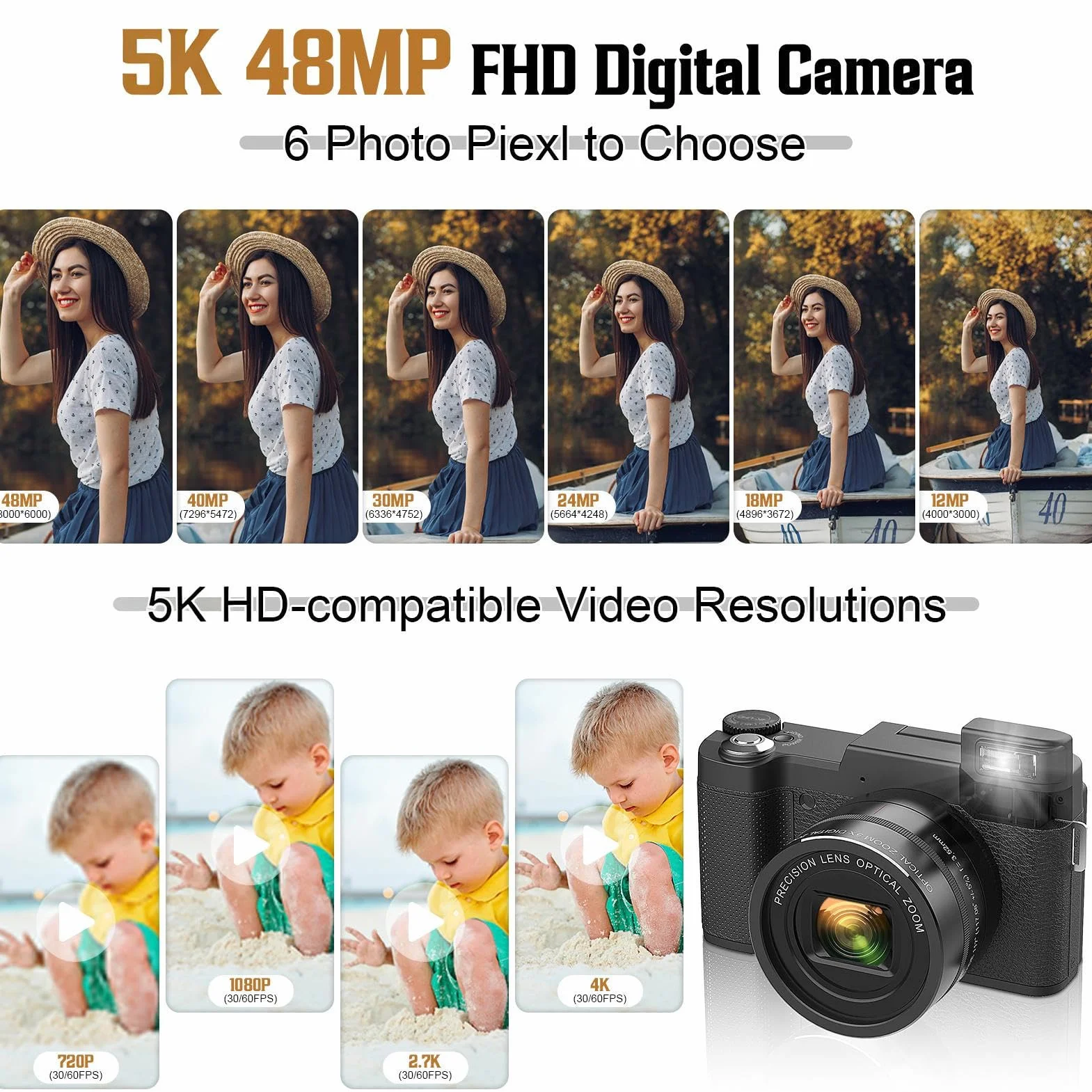 Aparat 4k do fotografii, aparat 4k do fotografii Przenośna kamera, | Aparat cyfrowy Kreatywne materiały fotograficzne, zdjęcia plenerowe, zdjęcia z podróży, widoki natury