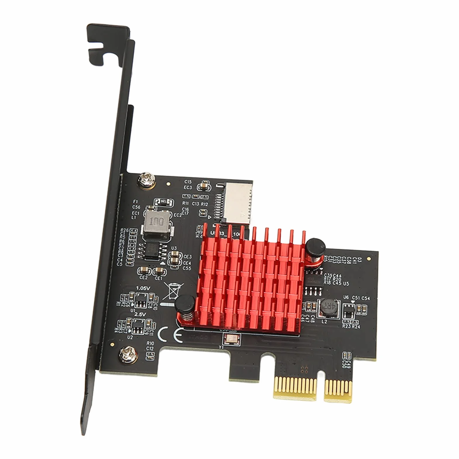 Karta Rozszerzeń USB3.2 GEN2 z Przodu TYP E, Obsługa Adaptera Przedniego Panelu USB 10 Gb/s KLUCZ A TYP E Karta Rozszerzeń Interfejsu PCIE 3.0 2X dla dla (ASM3142 Sterowanie główne)
