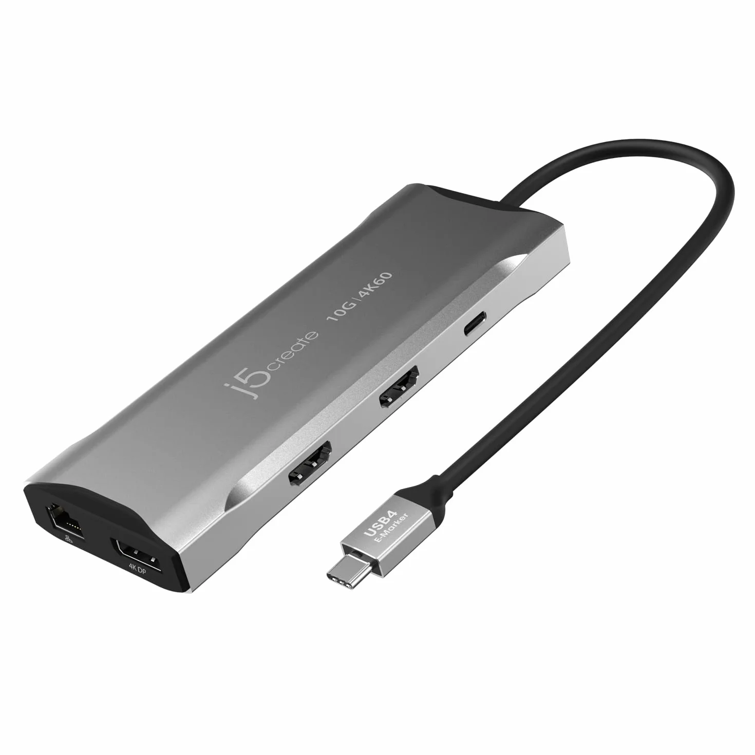 j5create Potrójny koncentrator wyświetlacza USB C 4K – 4K HDMI x2, 4K DP, 2 USB-A i USB-C 10 Gb/s, PD 100 W, Ethernet, czytnik kart SD 4.0, do XPS, Surface Pro (JCD397)