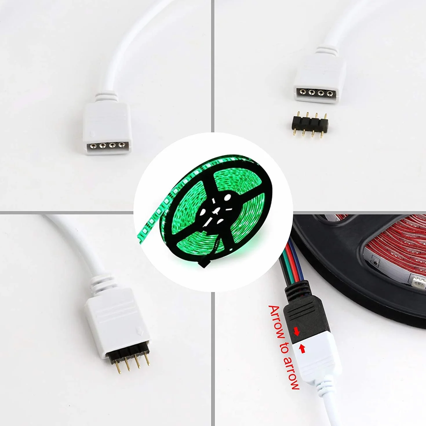 HUAZIZ Przedłużacz 5 m RGB LED, 4-Pinowy Kabel Przedłużający Do Taśm LED RGB (Biały)
