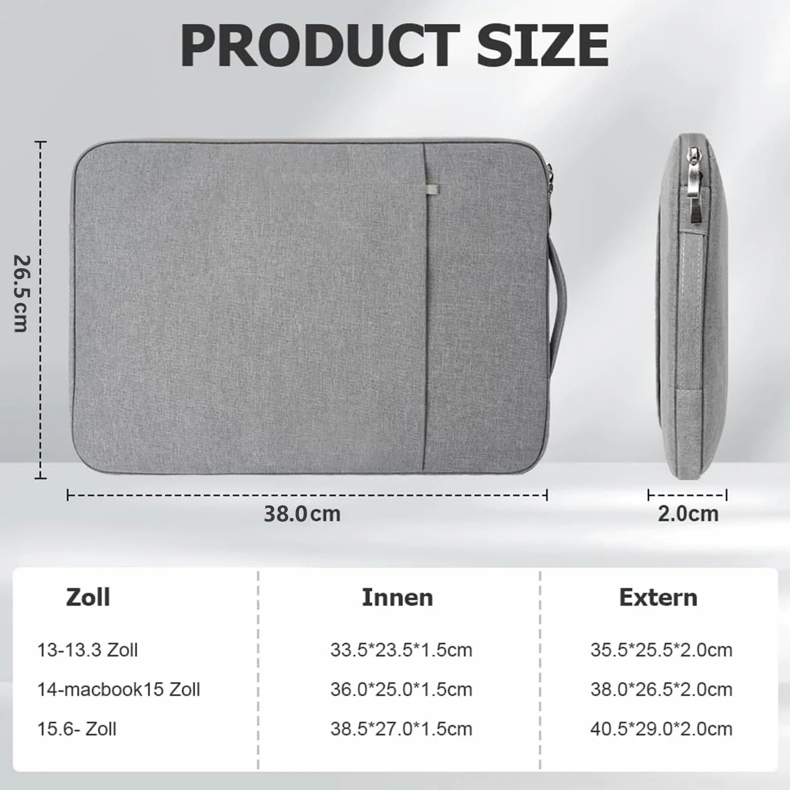 Flintronic Pokrowiec na laptopa 35.6 cm, wodoodporny, przenośna męska torba na laptopa z kieszeniami, kompatybilna z MacBookiem, Asus, Dell, HUAWEI (jasnoszary)