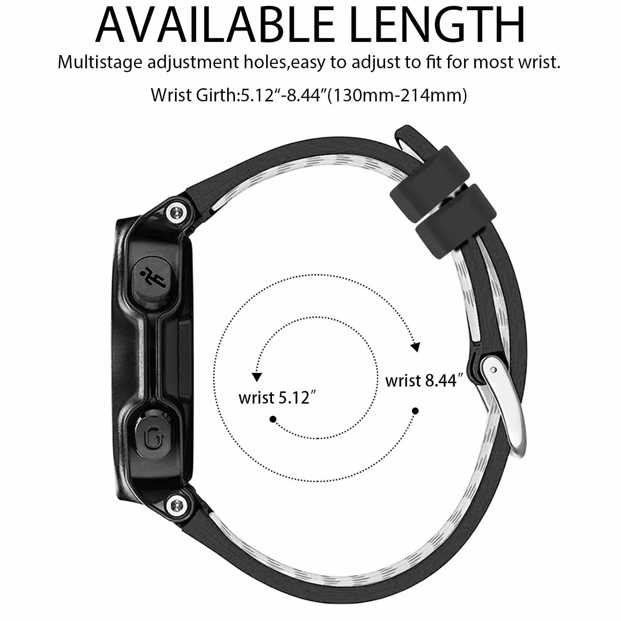 Pasek kompatybilny z zegarkiem Garmin Forerunner 235, miękki silikonowy zamiennik paska do smartwatcha 220/230/235/620/630/735XT/235 Lite dla kobiet, mężczyzn (6-2)
