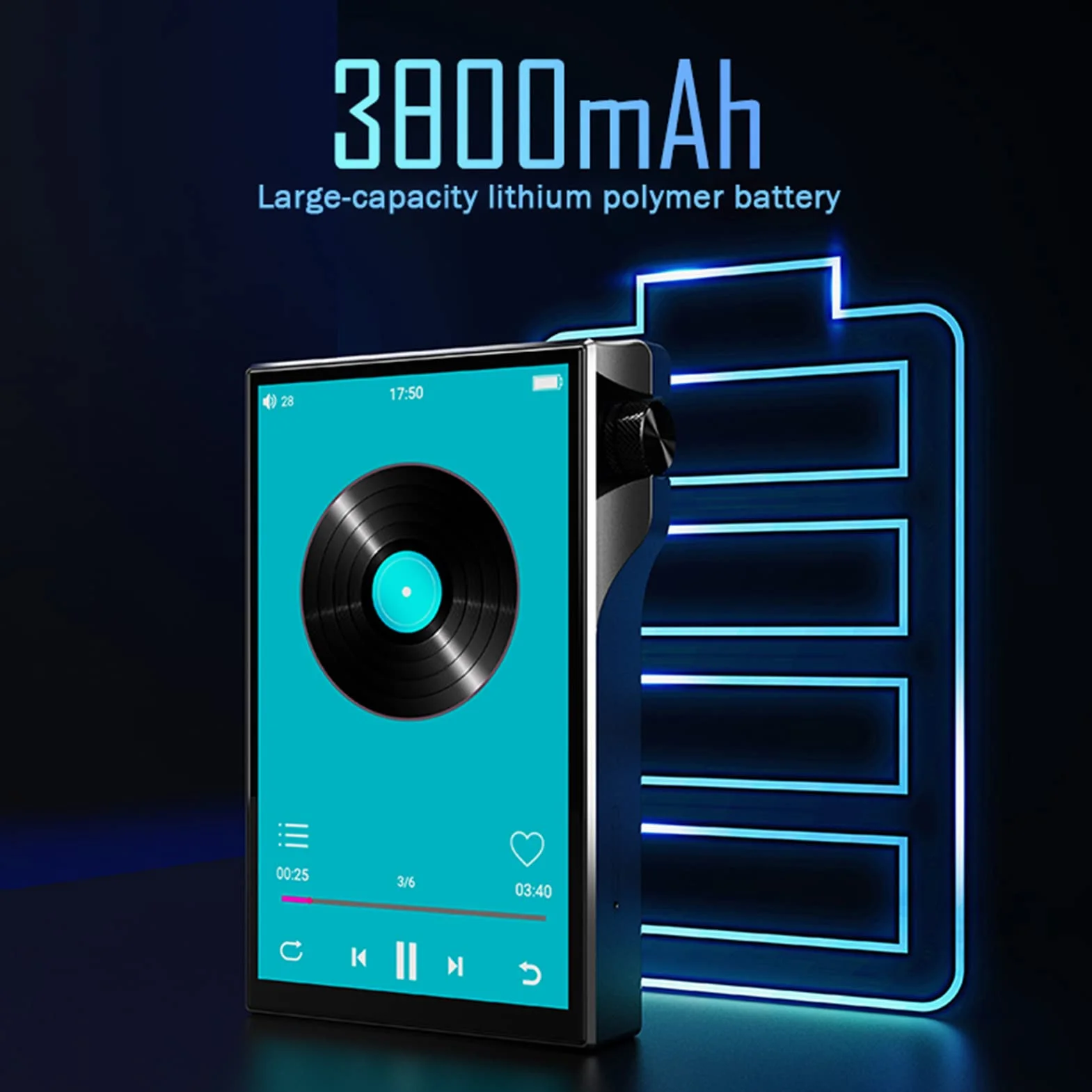 Odtwarzacz MP3 z Bluetooth, Q8 4,0-calowy w Pełni Dotykowy Ekran Odtwarzacz MP3 MP4 dla Androida 9.0, 16G 3800mAh Bezstratny Odtwarzacz Muzyczny HIFi z Głośnikiem, do 256 GB z (Czarny)