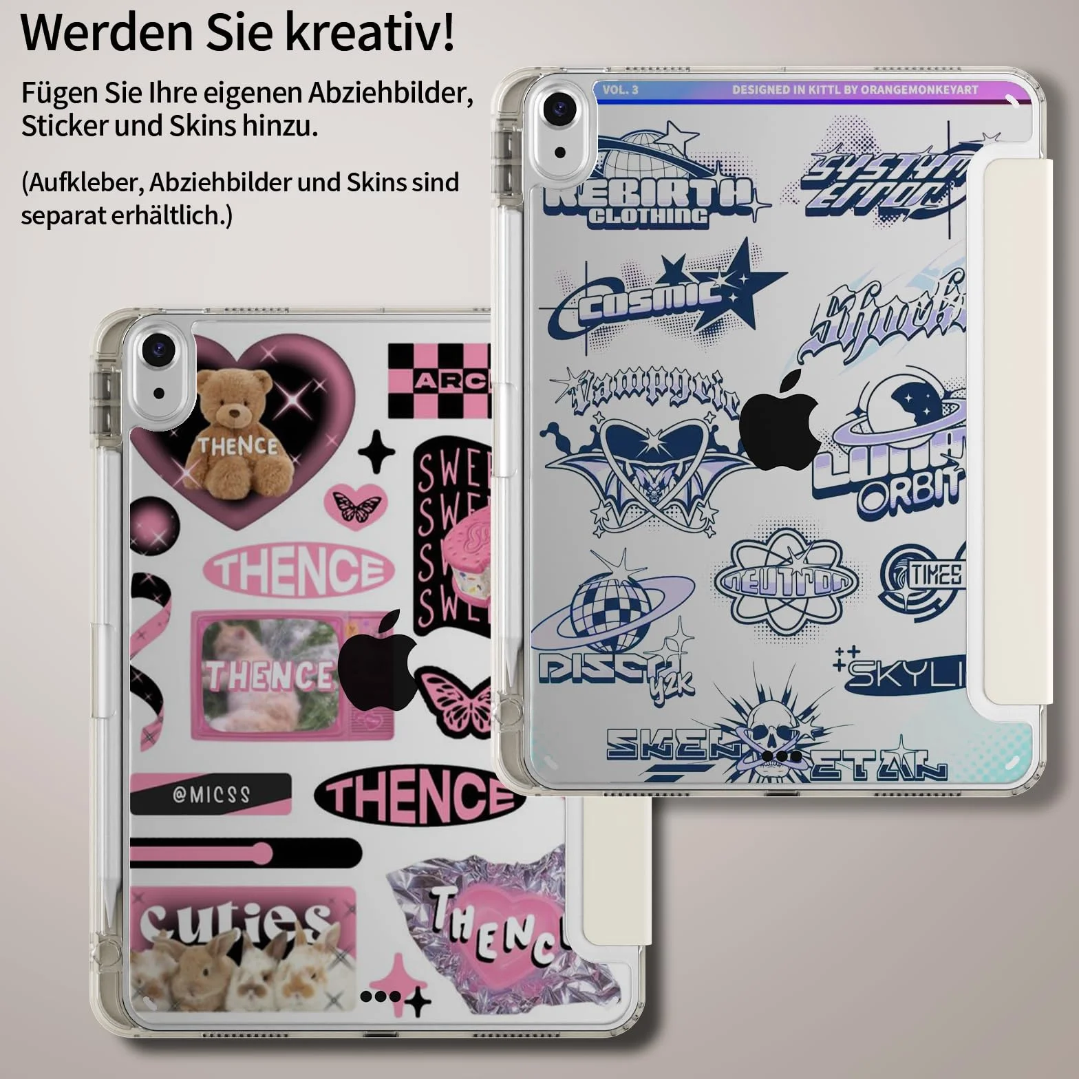 Etui dla iPad Air 11 cali M3/M2 (2025/2024), iPad Air 5./4. generacji (2022/2020), hybrydowa osłona z uchwytem na długopis, przezroczysta tylna obudowa, antyżółknąca obudowa, kremowobiała