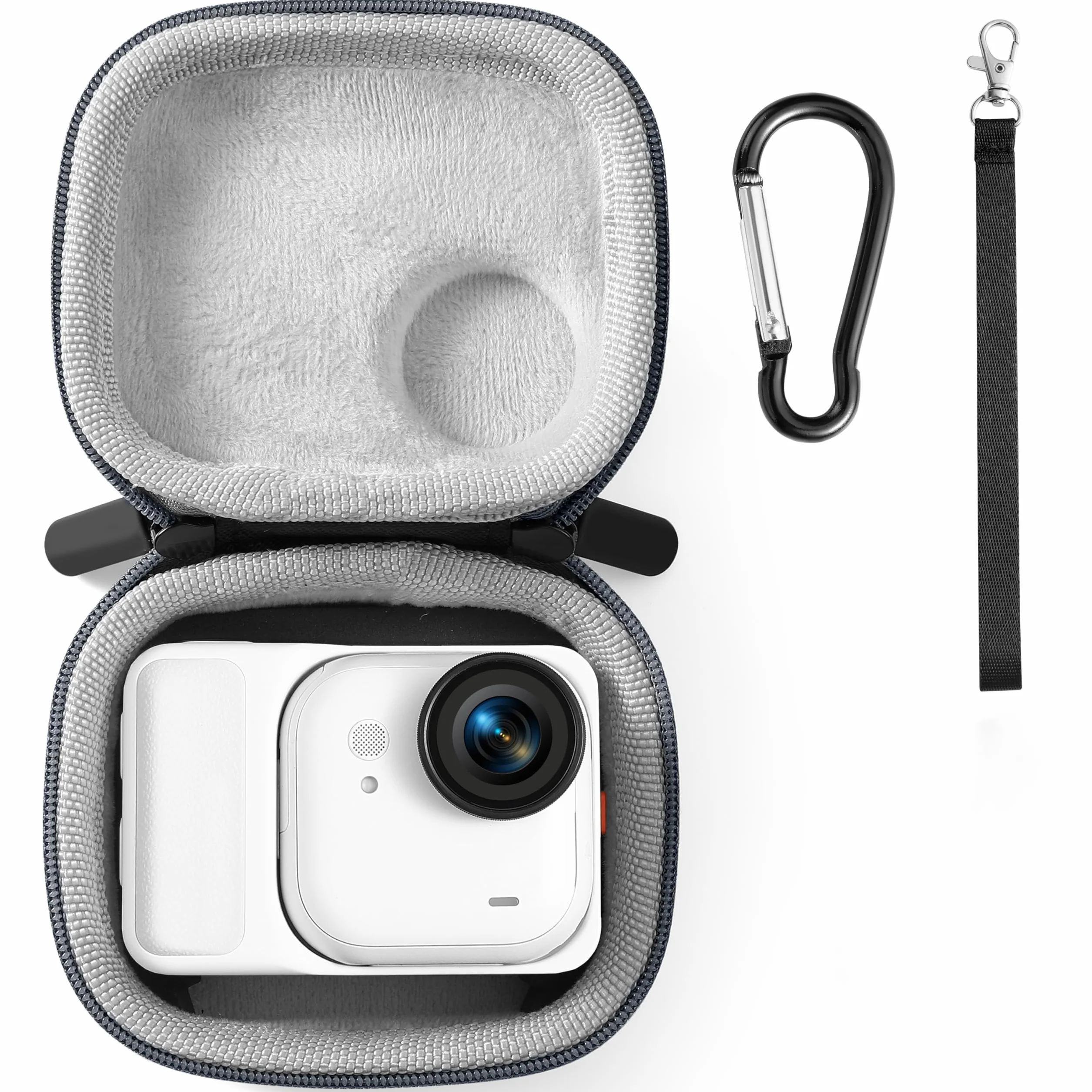 STARTRC VCR Futerał do Insta360 GO Ultra Hard Shell Lens PU Cover Protection Bag Travel Portable Cases z karabińczykiem i paskiem na nadgarstek, akcesoria do kamer akcji (flanela)