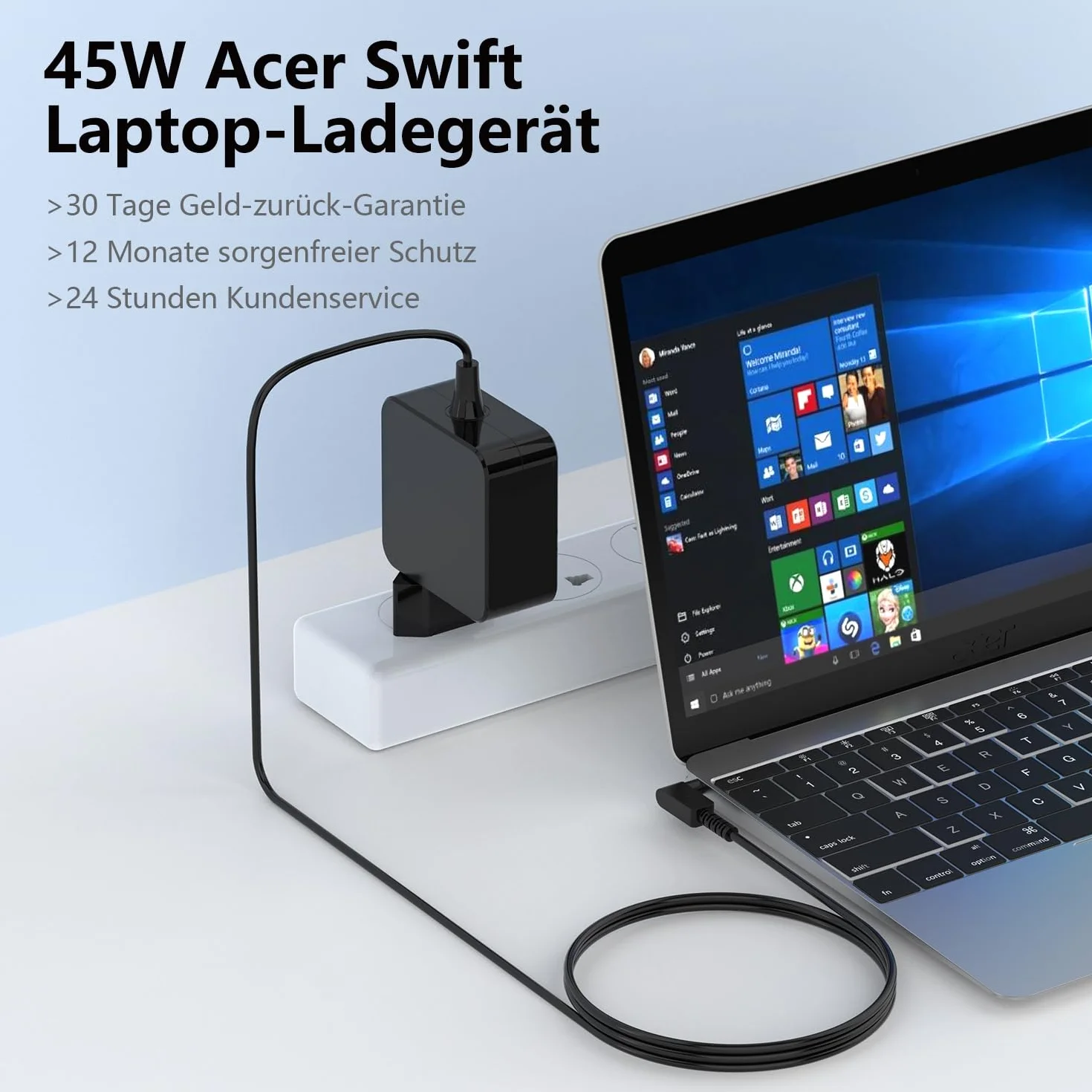 Ładowarka sieciowa 45W do Acer Swift 1 3 5 SF113-31 SF114-31 SF114-32 SF314-51 SF314-52 SF514-51 SF514-52T Spin 5 SP51 Chromebook113 14 15 R1 1-CB3 CB5 C730 przenośny adapter【3,0 x 1,1 mm】