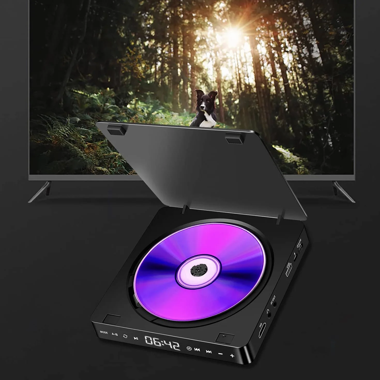 Odtwarzacz HD DVD/VCD Przenośny Odtwarzacz Wideo Wielofunkcyjny Odtwarzacz 1080P Mini Anti-Skip Odtwarzacz DVD z Pilotem