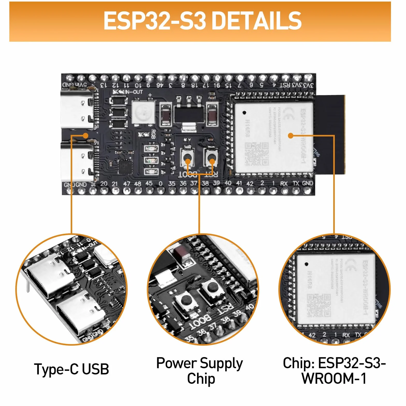 ESP32 S3 DevKitC 1 N16R8 ESP32 S3 WROOM1 N16R8 płyta rozwojowa WiFi Bluetooth 5.0 siatka rozwojowa [piny są lutowane]