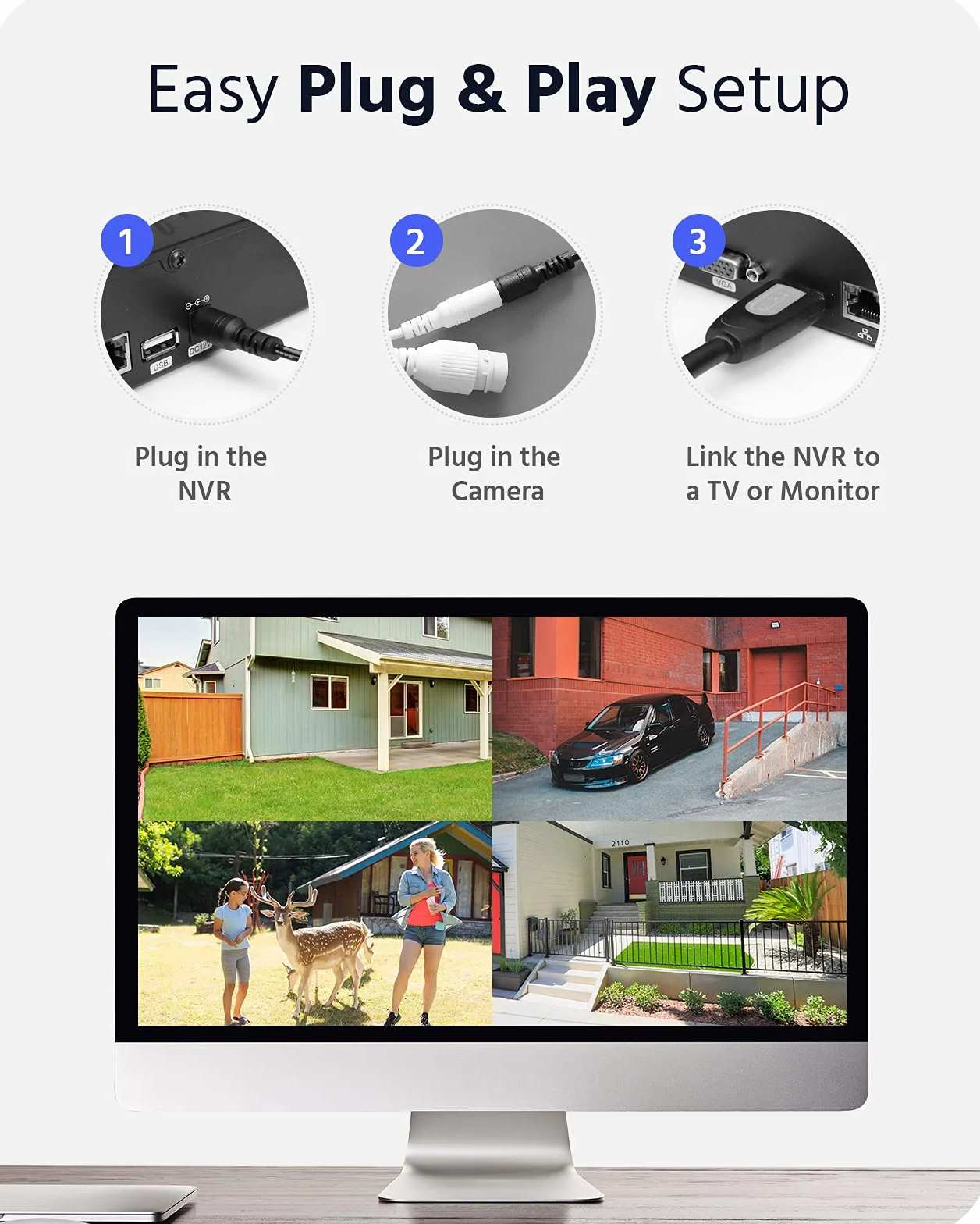 ANNKE Bezprzewodowa kamera do monitoringu 3 MP, zestaw zewnętrzny 8CH 5 MP NVR z 4 x 3 MP WiFi, zestaw do monitoringu wideo z dyskiem twardym 1 TB, obsługuje nagrywanie audio, odporność na warunki