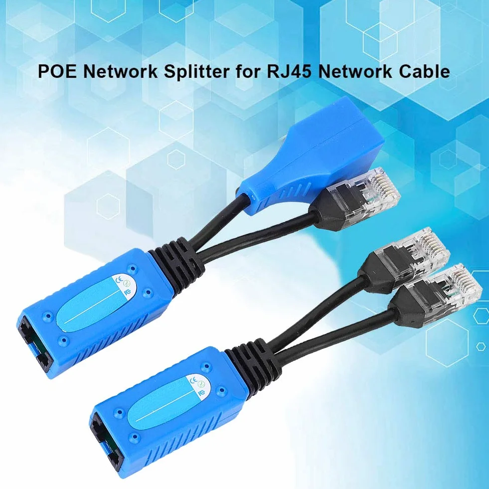 Rozdzielacz POE RJ45 do kamer IP, zestaw 2 kabli zasilających