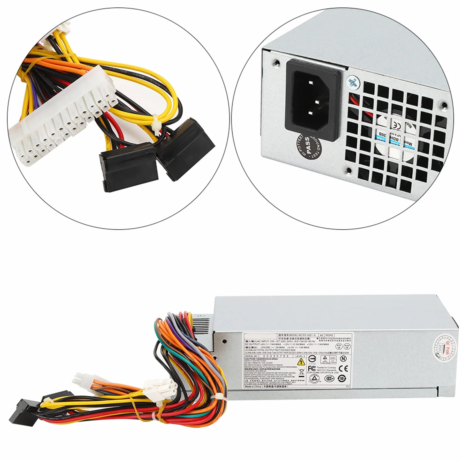 Zasilacz do ramy komputerowej, 220W 220V-240V Zasilacz do małej ramy do części komputerowych PS-5221-9 06