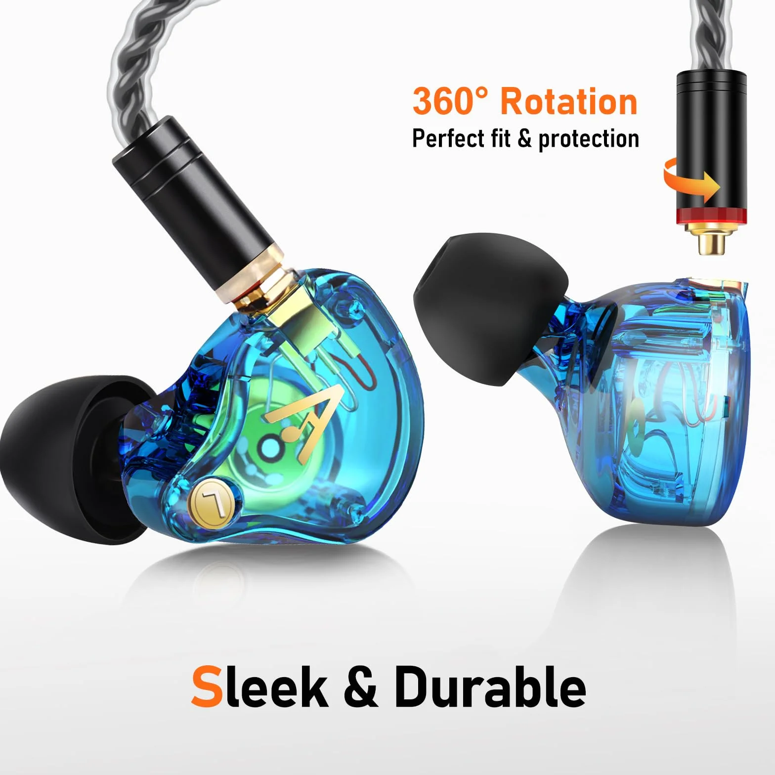 Vibes 202M przewodowe słuchawki douszne, słuchawki douszne HiFi, MMCX do 3,5 mm z mikrofonem, izolujące hałas i czysty dźwięk, głęboki bas, wygodne słuchawki gamingowe, posrebrzany sznurek, etui do