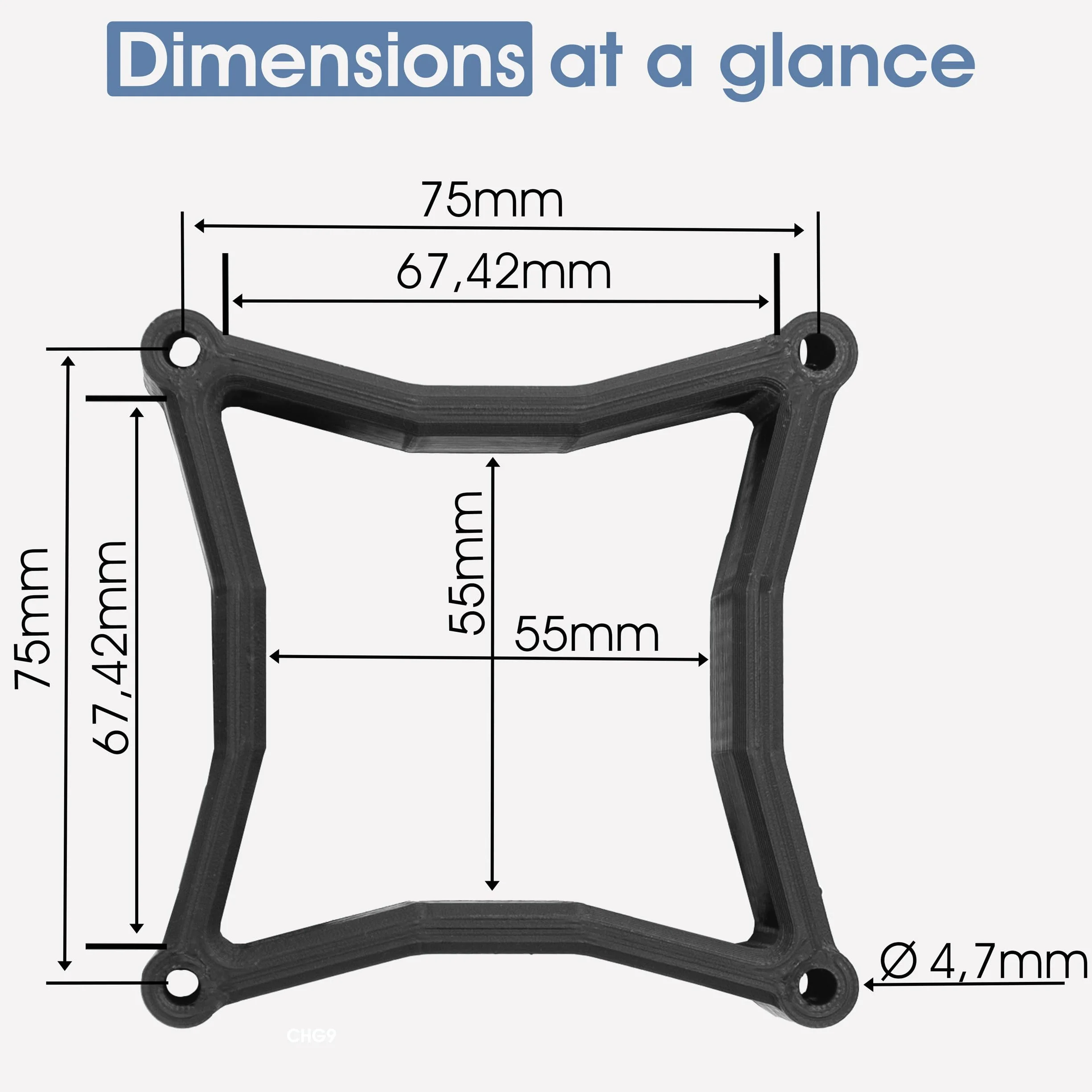 3IDEE Uniwersalny uchwyt dystansowy VESA, dystans, odległość 30 mm, adapter 75 x 75 mm - kompatybilny z wieloma monitorami (Samsung Odyssey G5 i innymi) (75 x 75 mm)