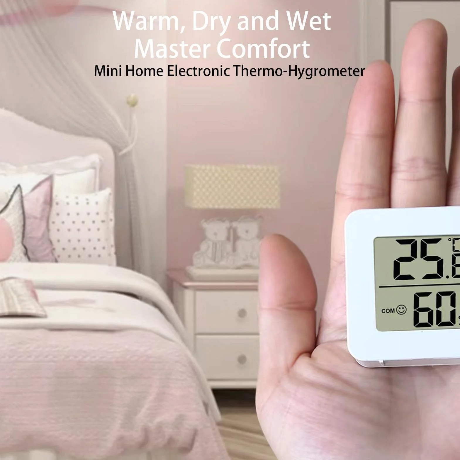 Monitor temperatury i wilgotno?ci w pomieszczeniu - Cyfrowy wska?nik ekspresji monitora temperatury i wilgotno?ci,Czujnik komfortu powietrza, elastyczny miernik wilgotno?ci do pokoju dzieci?cego, biur