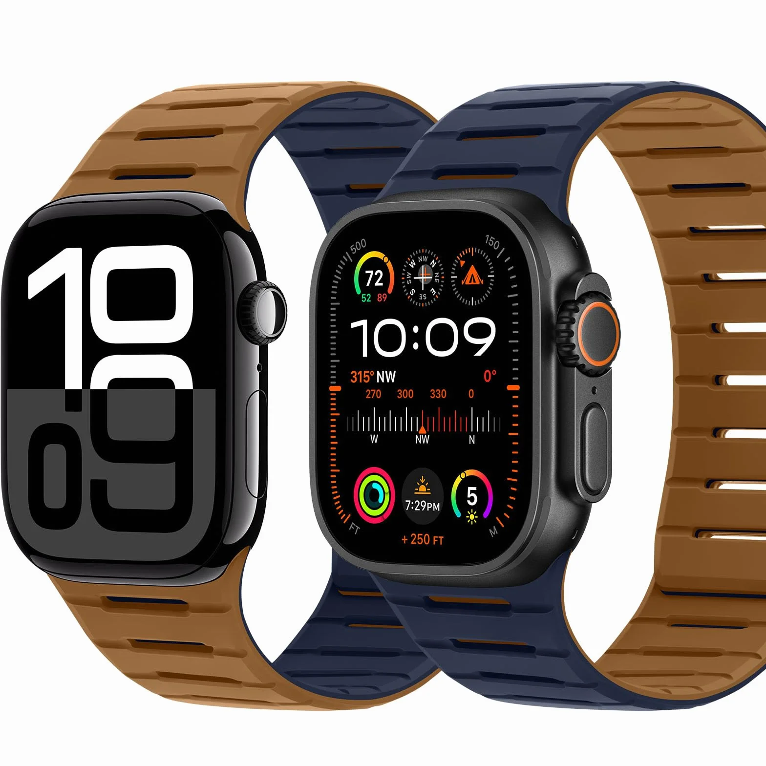 HITZEE Dwustronny dwustronny pasek magnetyczny kompatybilny z Apple Watch Band 49/46 (seria 10)/45/44/42 mm, oddychający, miękki pasek do iWatch Ultra 2 Series 10 9 8 7 SE 5 4 3 2 1