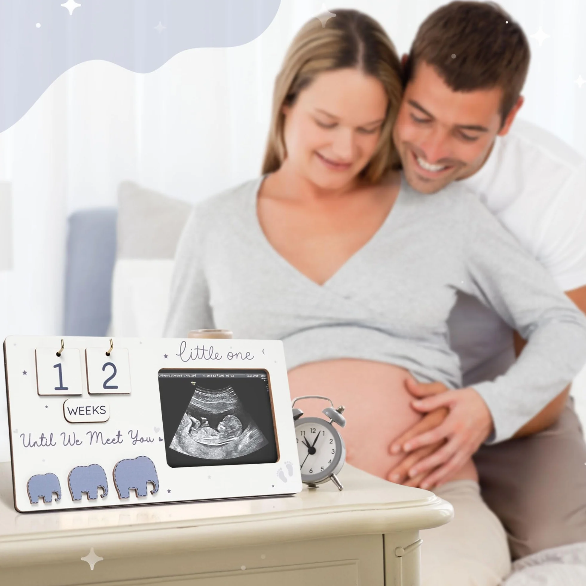 Ramka na zdjęcia z sonogramem, ramka na zdjęcia ultradźwiękowe z tygodniami odliczania dziecka, oczekujący, że rodzice będą w ciąży, prezent gratulacje, ciąża, musi mieć dziadek, ogłoszenie, że mama