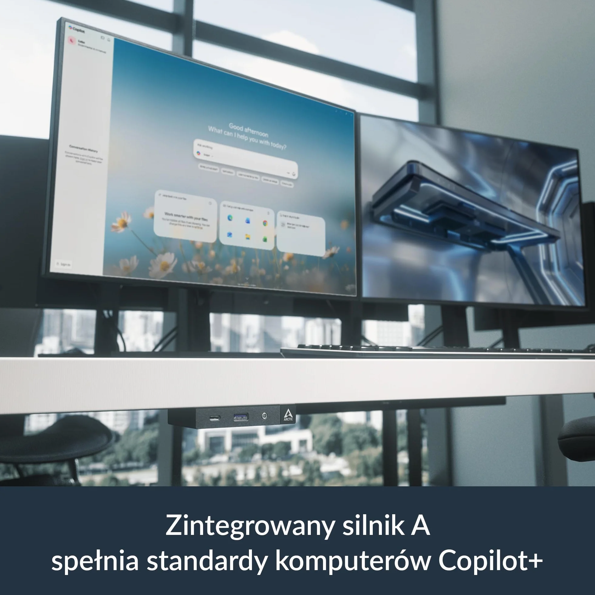 ARCTIC Senza AI 370: Cichy komputer PC, montaż pod biurkiem, pasywne chłodzenie, wysoka wydajność, AMD Ryzen AI 9 HX 370, komputer Copilot+, 32 GB LPDDR5X, dysk SSD 1 TB, USB4, LAN 2,5G, Wi-Fi 7, | Wysoka wydajność, AMD Ryzen AI 9 HX 370, Copilot+ PC, 32