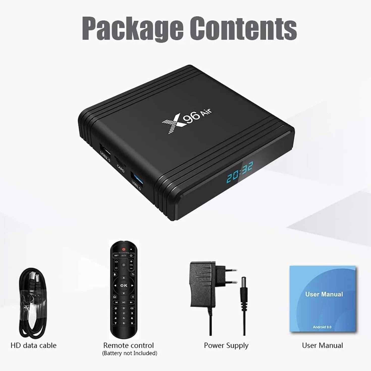 Smart TV Box, X96 Air Android TV Box Android 9.0 Amlogic S905X3 4 GB/64GB 2,4G / 5G WiFi dwuzakresowe 8K dekodowanie wideo UHD 4K odtwarzacz multimedialny, 2gb+16 gb