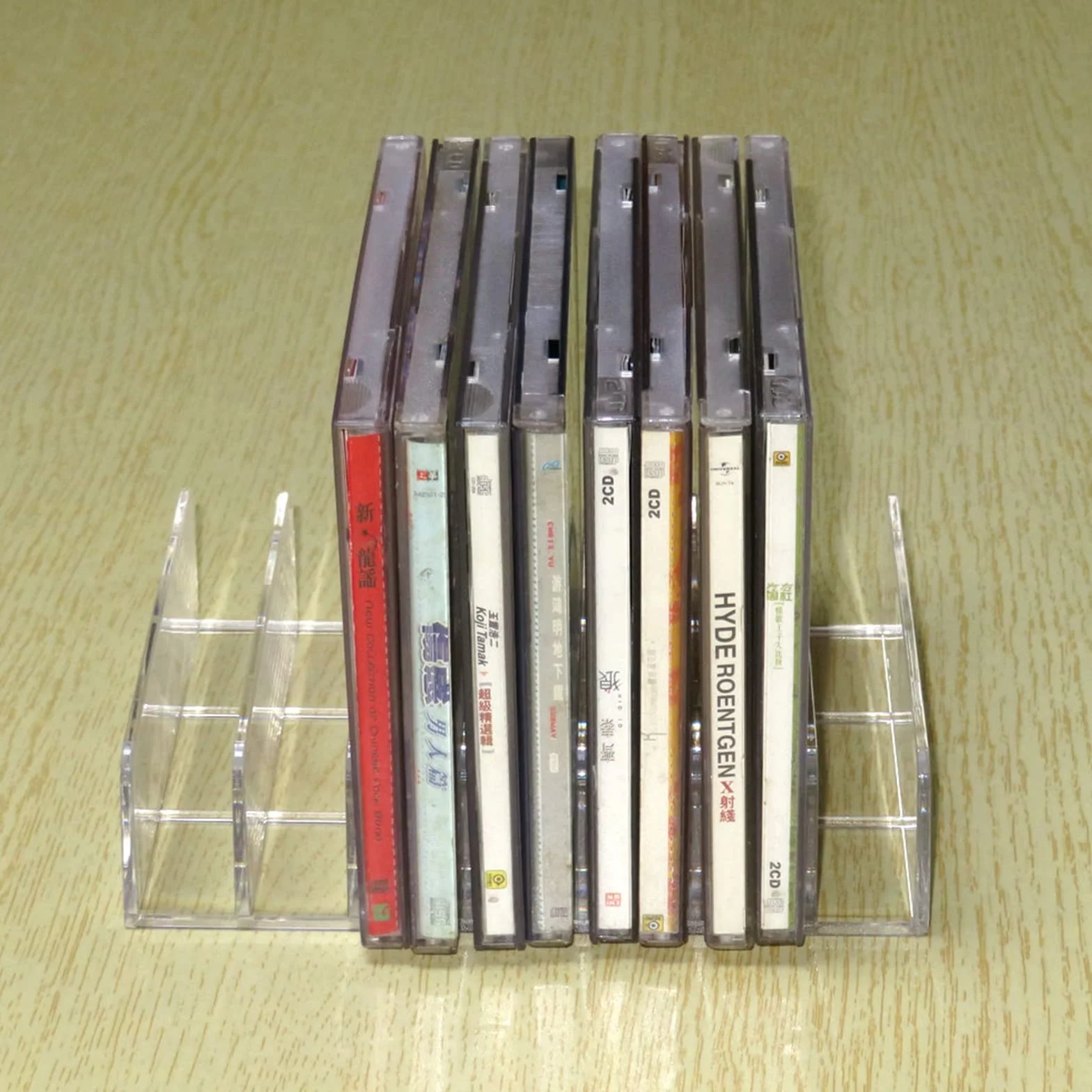 przechowywanie płyt Taca do przechowywania płyt DVD, przezroczysty akrylowy stojak CD, na płyty z możliwością układania w stosy Stojak organizery - mieści 14 standardowych pudełek stojak na płyty CD