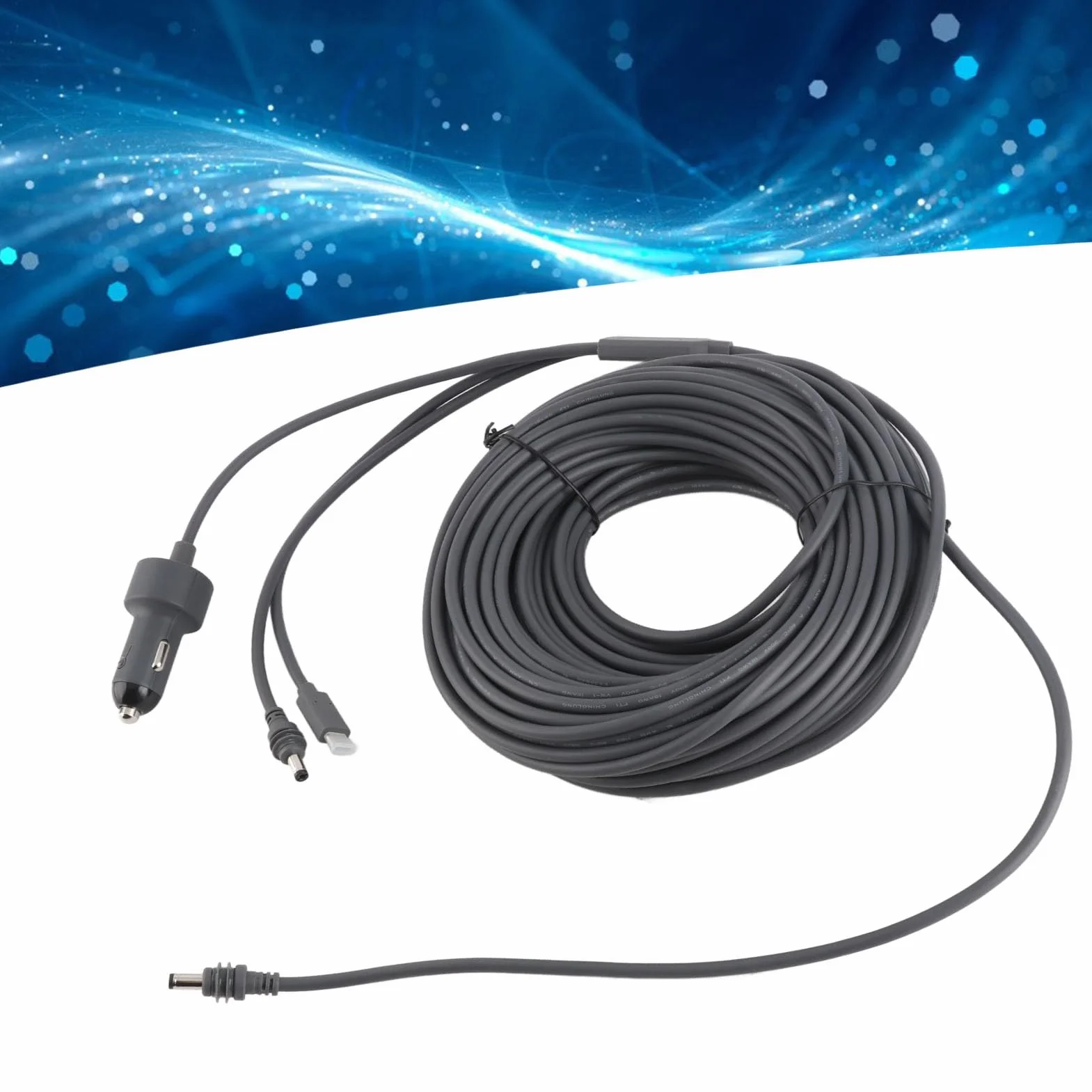 Generic Kabel Zasilający 3 W 1, Wtyk Męski DC na USB C PD 100 W Adapter do ładowarki Samochodowej, Przewód ładujący 18AWG do Mini urządzeń Satelitarnych (#6)