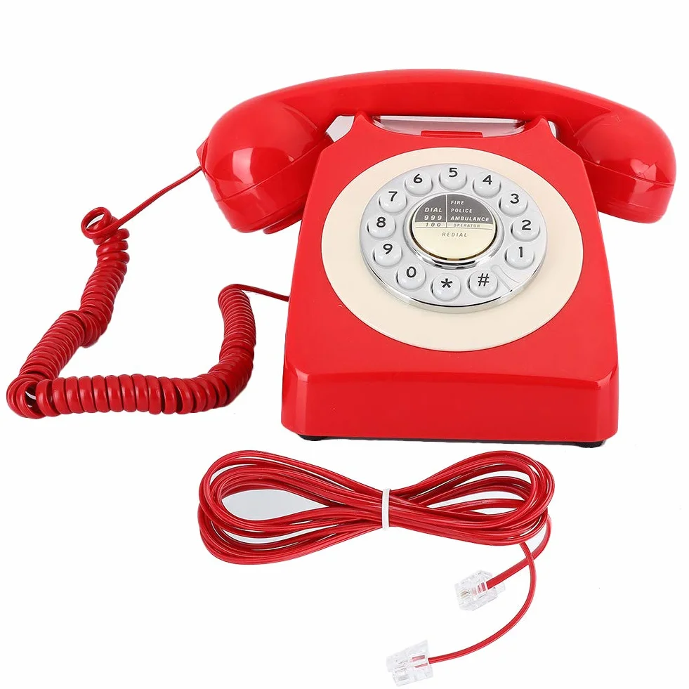 Semme Telefon w Stylu Retro w Stylu Vintage Zabytkowy Telefon Stacjonarny z głośnością Mechaniczny Miedziany Dzwonek Funkcja Ponownego Wybierania Biurkowy ABS do Domowego Biura Wystrój Hotelu