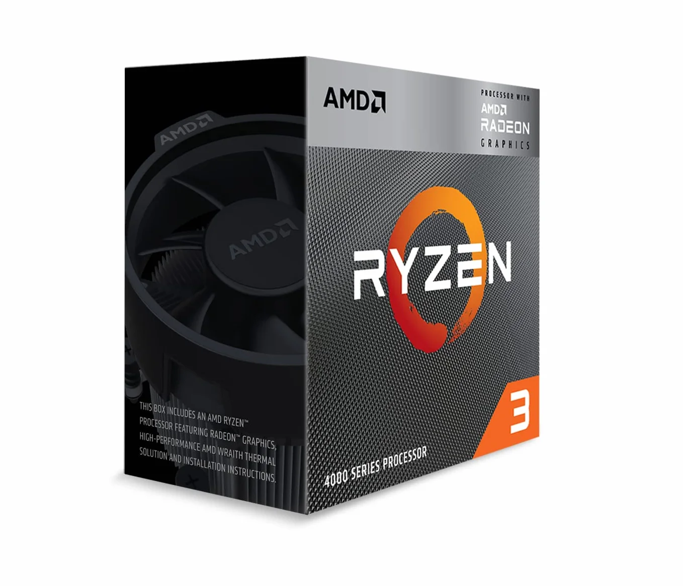 Procesor AMD Ryzen 3 4300G (zintegrowany układ graficzny Radeon, 4rdzeni/6wątków, 65W DTP, gniazdo AM4, 6MB pamięci podręcznej, do 4,0Ghz w trybie Max Boost, system chłodzenia Wraith Stealth)