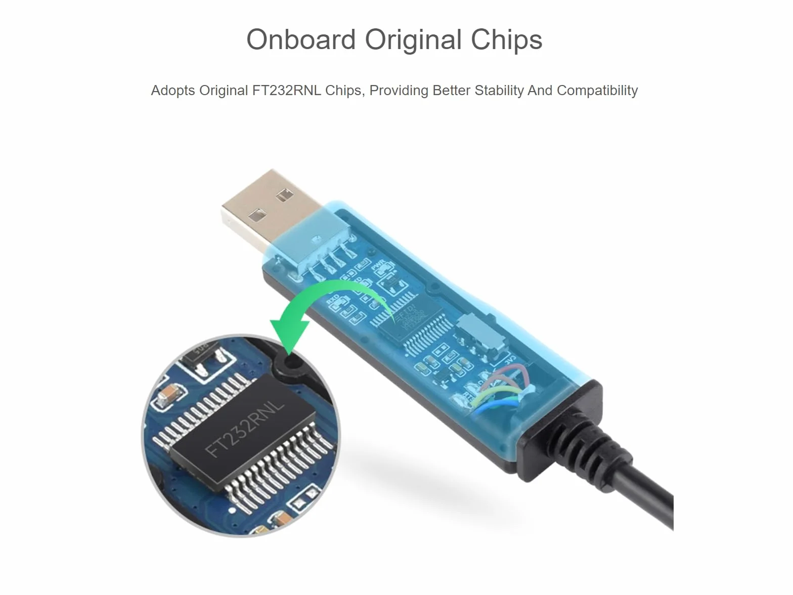 Industrial USB to TTL Serial Converter Adapter Cable 3.3V 5V FT232RNL Chip