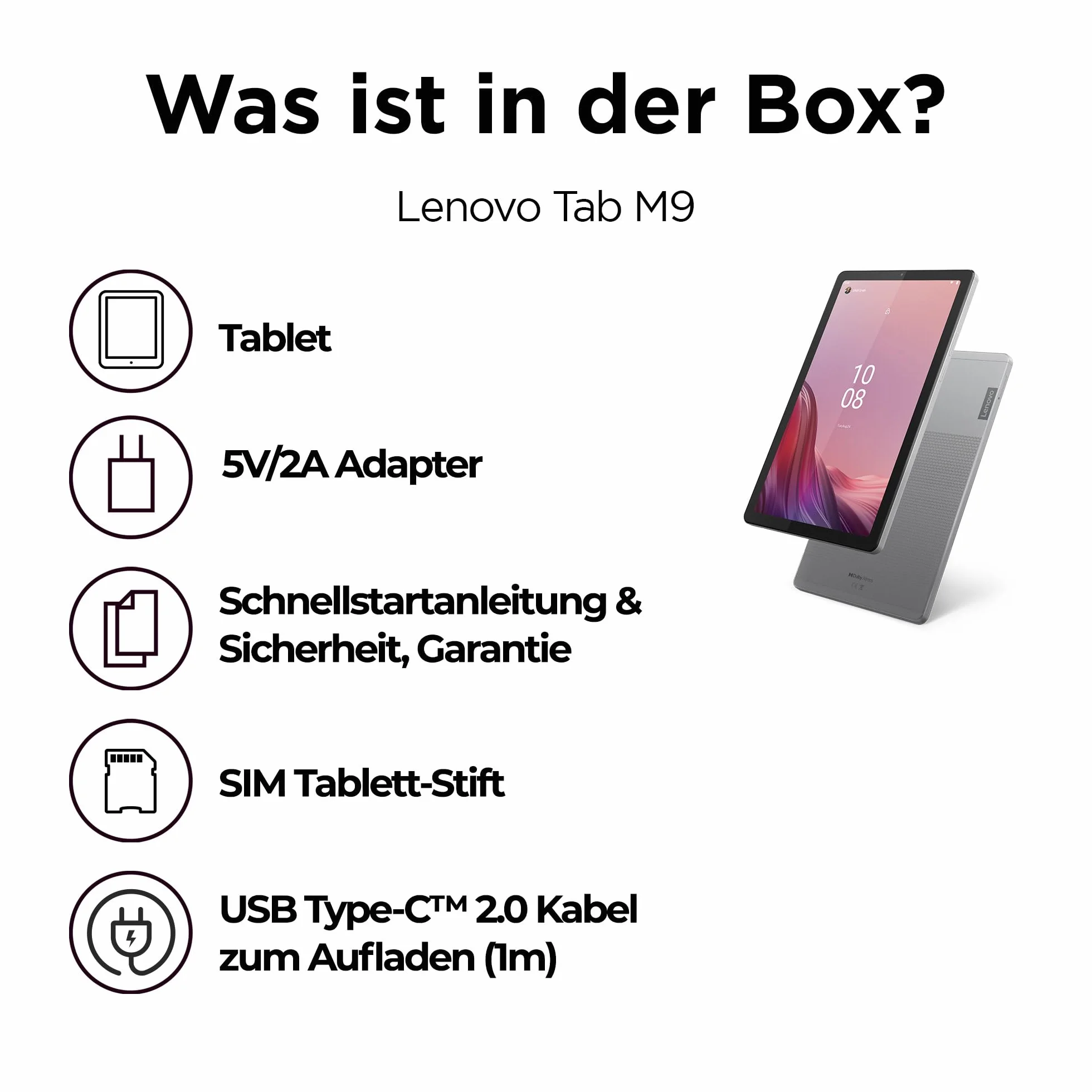 Lenovo Tablet Tab M9 | 9" HD Touch Display | MediaTek G80 | 4 GB RAM | 64 GB pamięci | Android 13 | szary