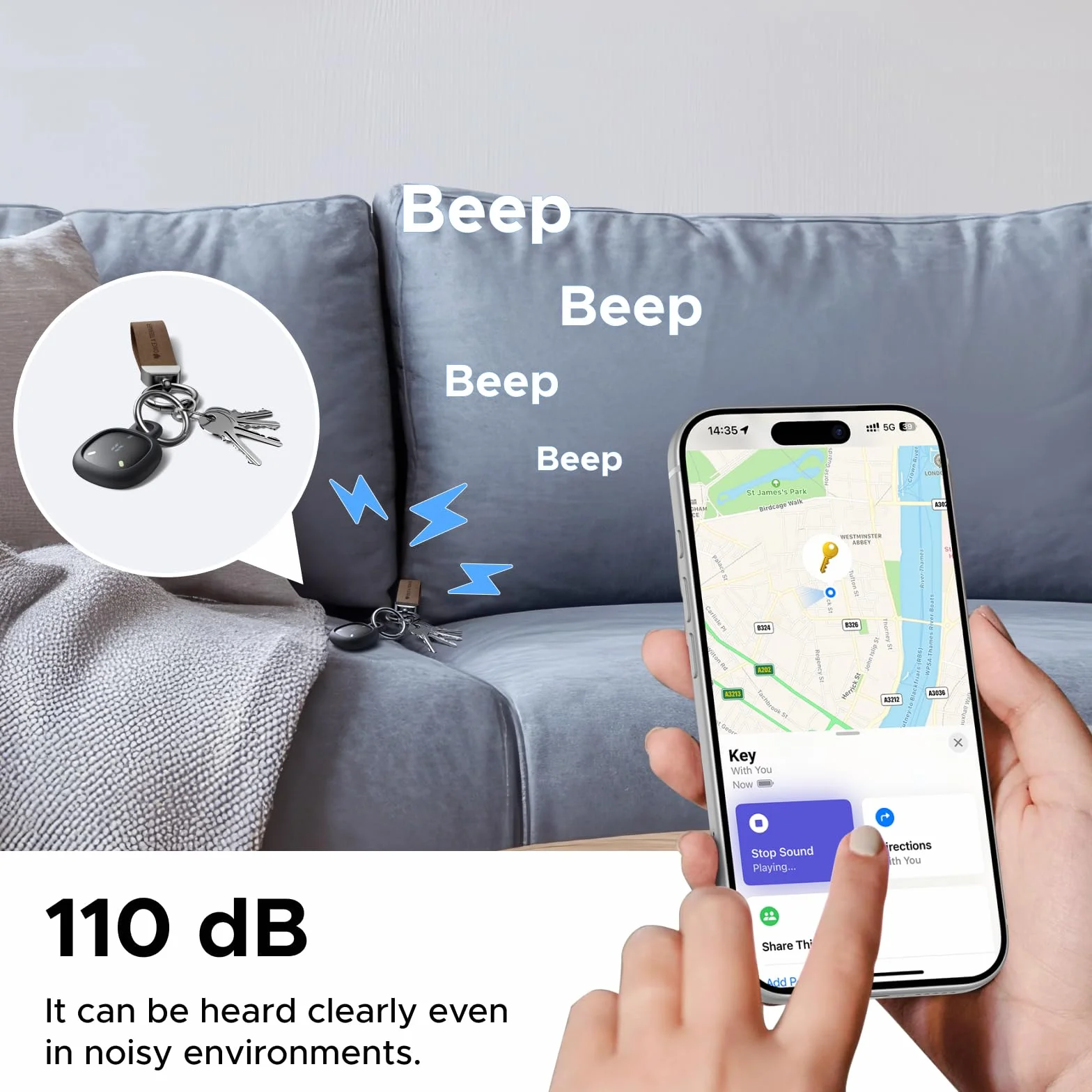 UGREEN FineTrack Mini Duo 2 Tracker kompatybilny z iOS i Android, 4 szt. | GPS tracker z sygnałem 110dB, Świecący design, IP68, Lokalizator do walizek, kluczy, plecaków itp.