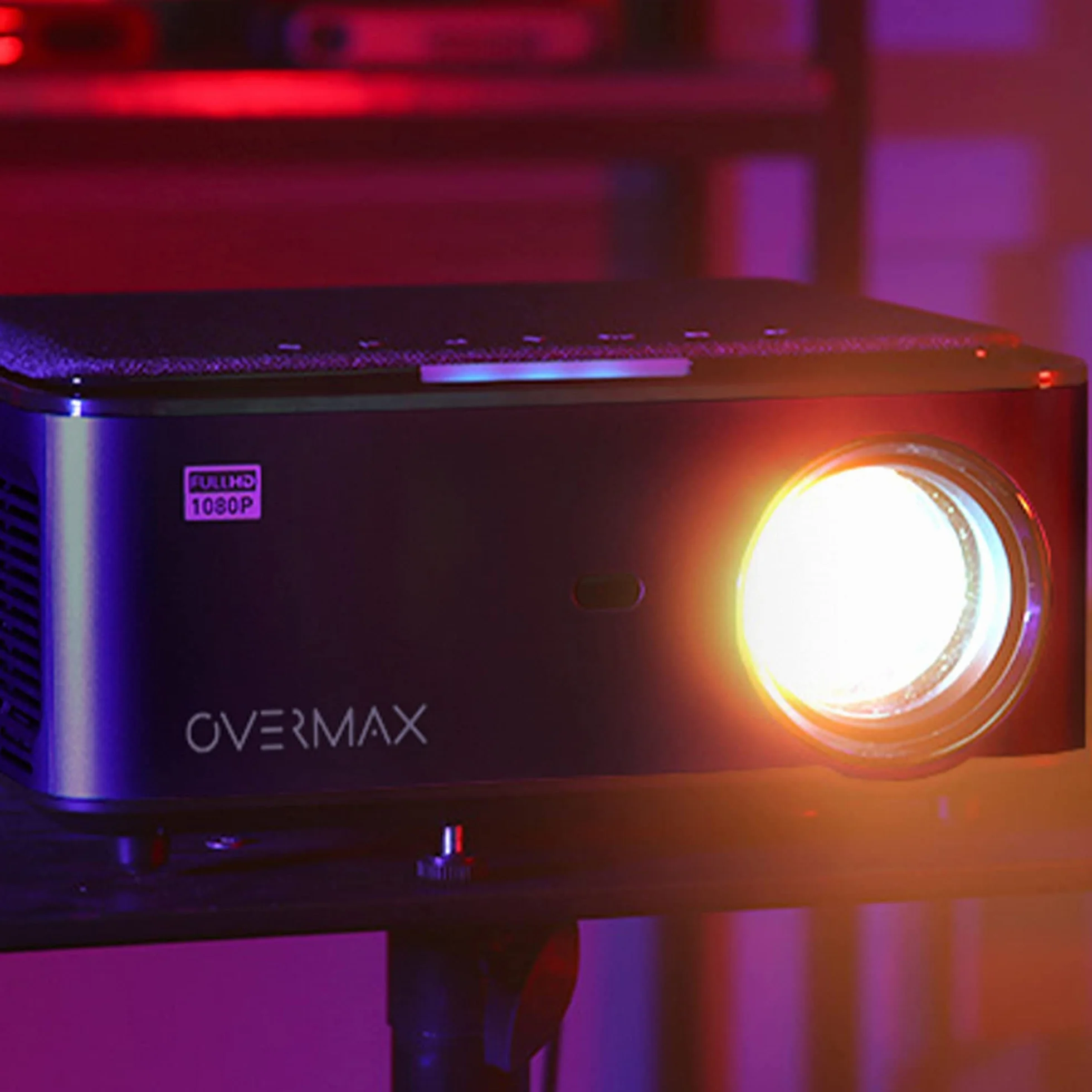 OVERMAX Multipic 5.1 Projektor LED 80 W z efektem lustrzanym, natywny Full HD 1080P, do 200", głośnik, system Android 9.0, żywotność lampy 50 000 godzin, Wi-FI, BT, 2x HDMI, 2x USB