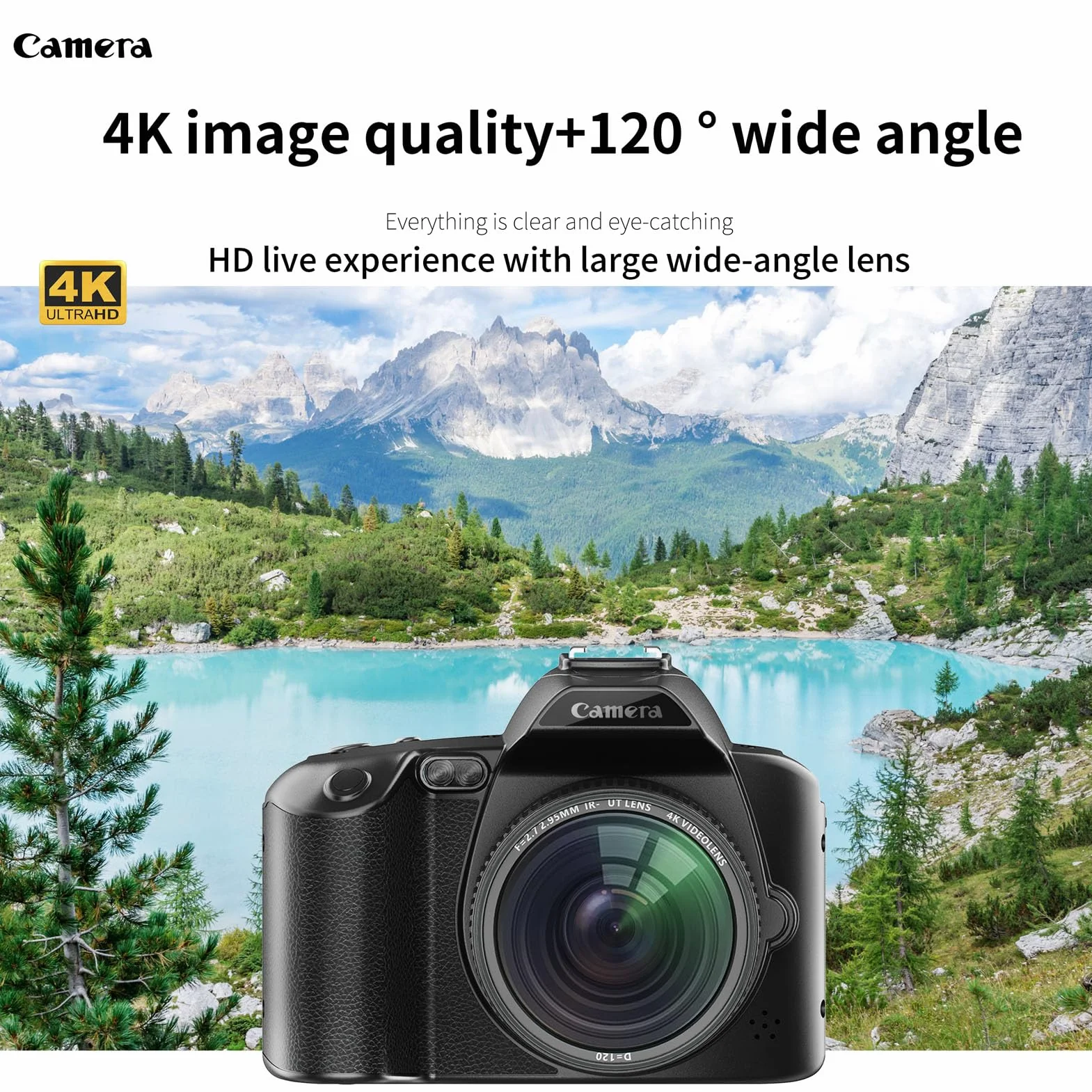 Cyfrowy Aparat Fotograficzny, Kamera do Vlogowania 4K 64MP na YouTube z Wi-Fi, 3-calowy Aparat do Selfie z Tyłu i Przodu, 16-krotny Zoom Cyfrowy, Obiektyw Makro 62 Mm, 4000 MAh