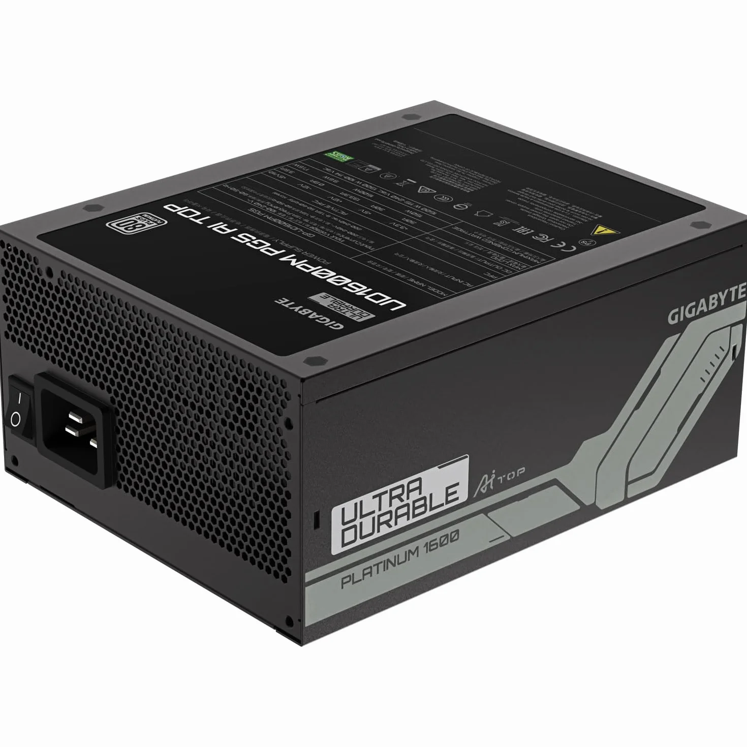 GIGABYTE UD1600PM PG5 AI TOP zasilacz - PCIe 5.0, 80 Plus Platinum, w pełni modułowa konstrukcja, wentylator 120 mm, kompatybilny z ATX 3.1, wtyczka UE