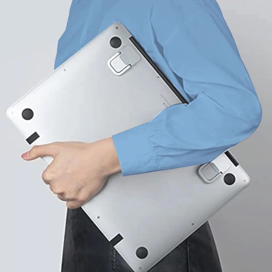Amacoam Składany stojak na laptopa, 2 sztuki, uniwersalny stojak na klawiaturę, przenośny, niewidoczny stojak na tablet, samoprzylepny, mini stojak na laptopa, składane nóżki