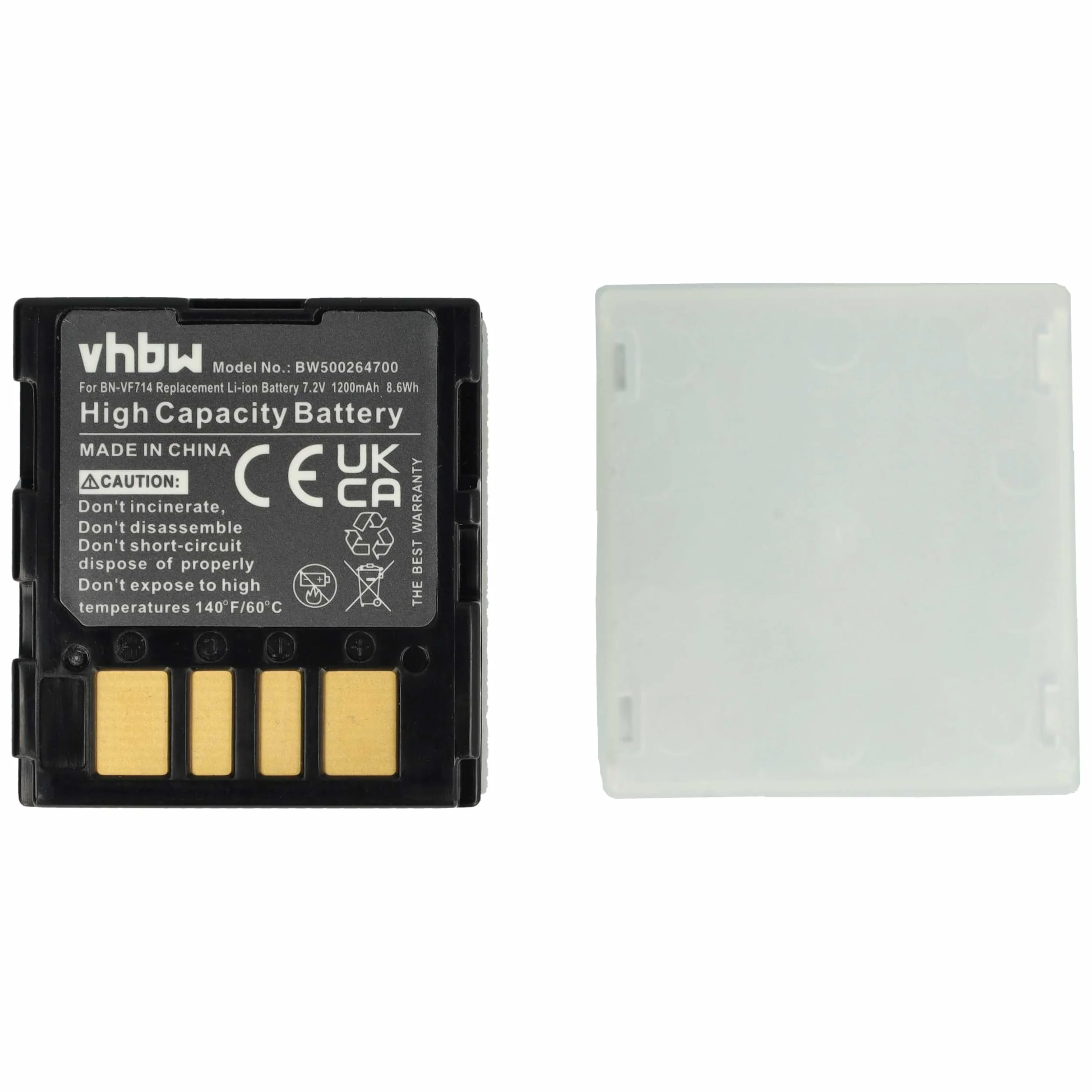 vhbw 1 x bateria zastępuje JVC BN-VF707U, BN-VF714U, BN-VF714, BN-VF733, BN-VF707 do kamery kamery (1200 mAh, 7,2 V, Li-Ion)