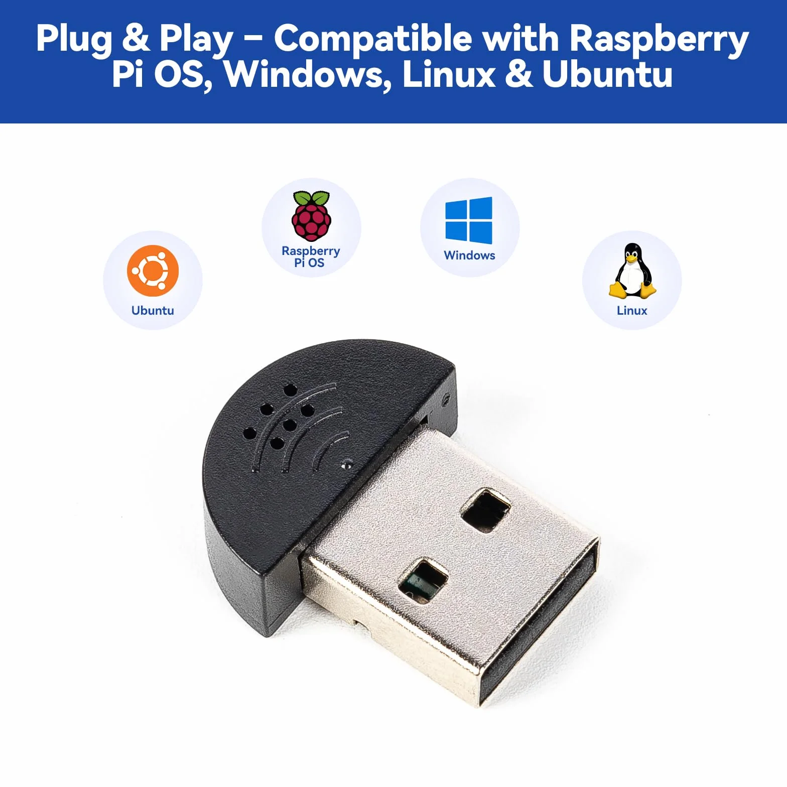 SunFounder Mini mikrofon USB 2.0 do Raspberry Pi 4 Model B, moduł 3B+, 3B 2 moduły B i RPi 1 model B+/B laptop komputery stacjonarne Skype oprogramowanie do rozpoznawania głosu VOIP