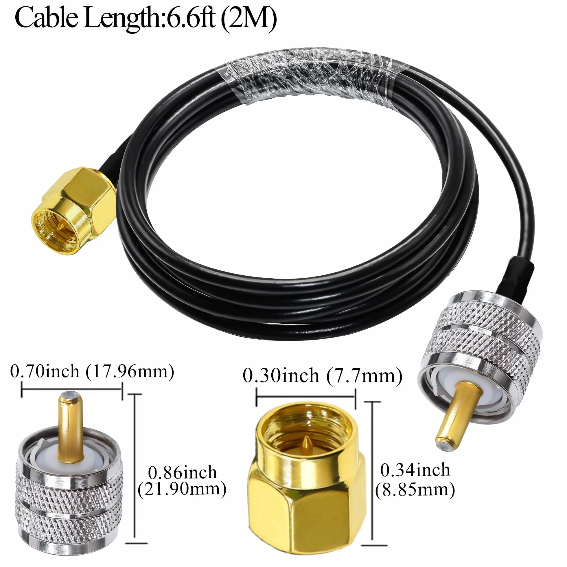 TUOLNK SMA do UHF kabel przedłużający RG58 6,6 ft (2 m) wtyczka SMA na SO239 PL259 wtyczka WiFi anteny pigtail kabel PL 259 kabel łączący do radia radiowego CB radiowego amatorskiego