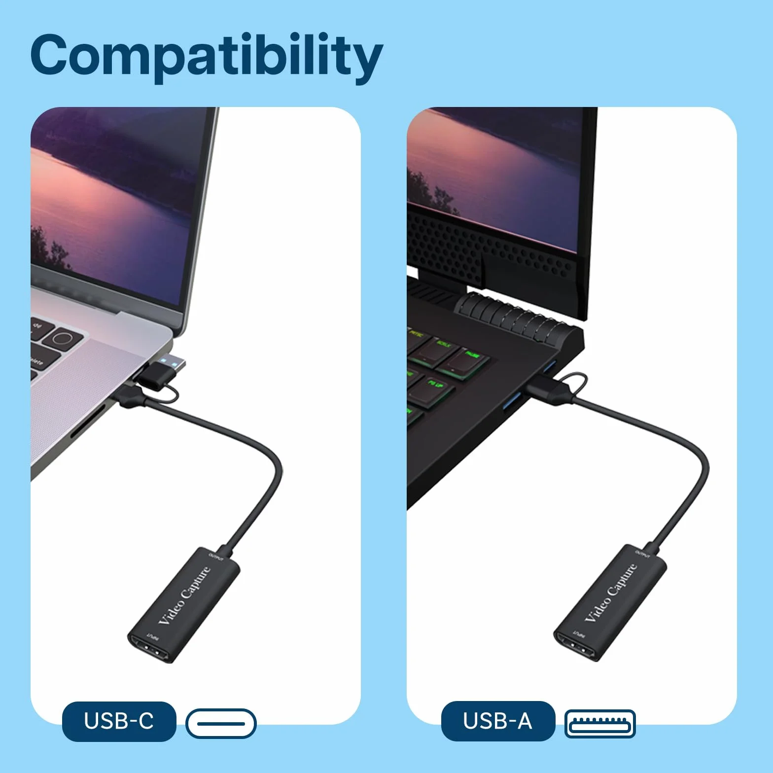 Karta do Przechwytywania Wideo USB-A/USB-C 3.0 do HDMI firmy MMOBIEL – 60FPS Max 4K In 1080p Out - Karta do Nagrywania Wideo - do Strumieniowania na Żywo - Kompatybilny z PS5/4, Xbox, Switch, PC etc.