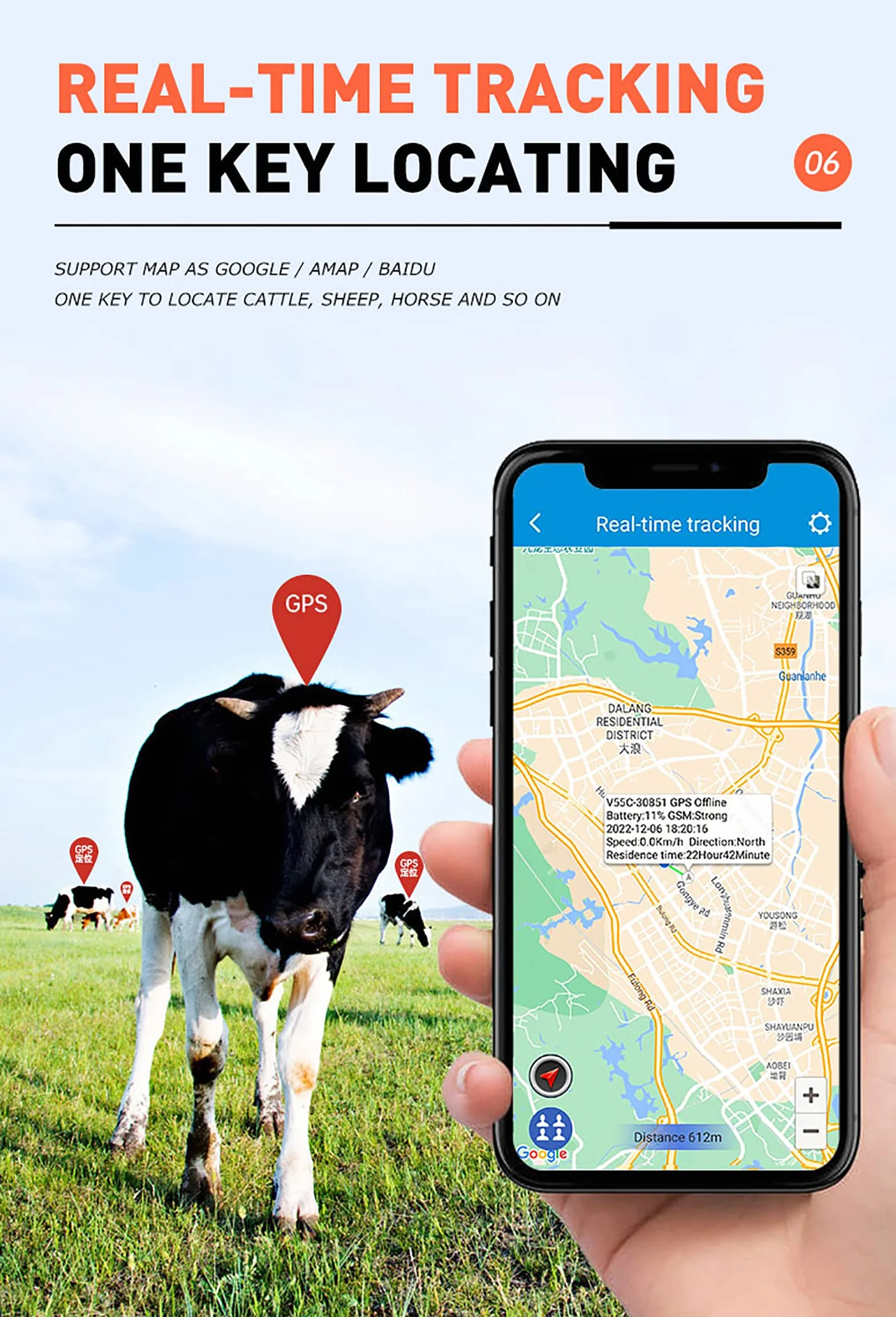 Lokalizator Zwierząt, 4G Słoneczny Lokalizator GPS Zabezpieczający Przed Kradzieżą Dla Owiec, Bydła, Koni, Bardzo Długi Czas Czuwania 30000 MAh, 90-dniowe Odtwarzanie Trasy Historycznej
