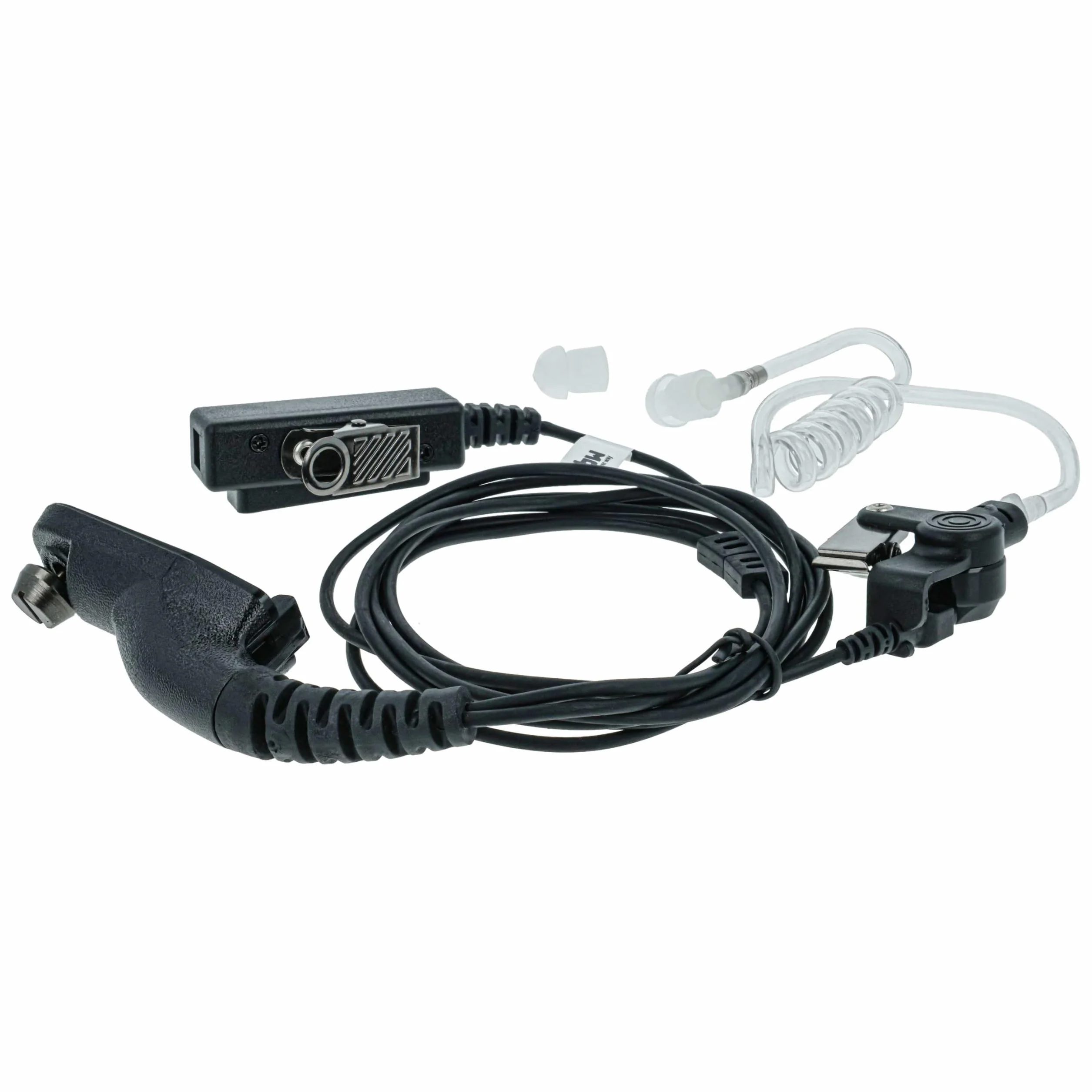 vhbw Zestaw słuchawkowy kompatybilny z Motorola APX 6000XE P25, APX 6000 P25 radiotelefon z mikrofonem PTT - przezroczysty, czarny, wąż akustyczny