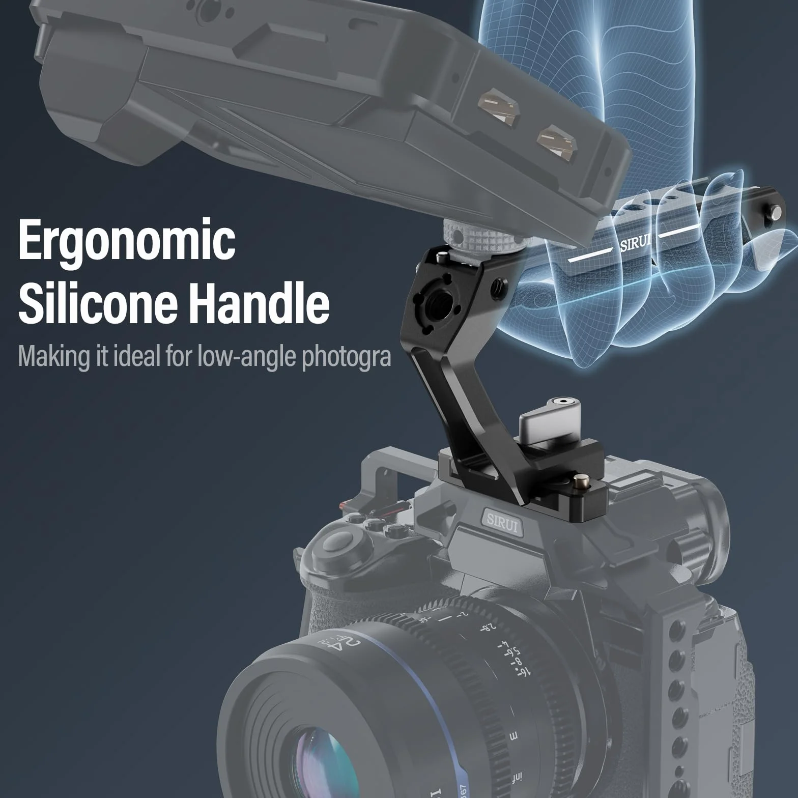 SIRUI Top Handle z szyną NATO, szyna szybkiego zwalniania uchwytu do klatki aparatu DSLR, uniwersalny uchwyt górny z 3 adapterami gorącej stopki - SC-TH