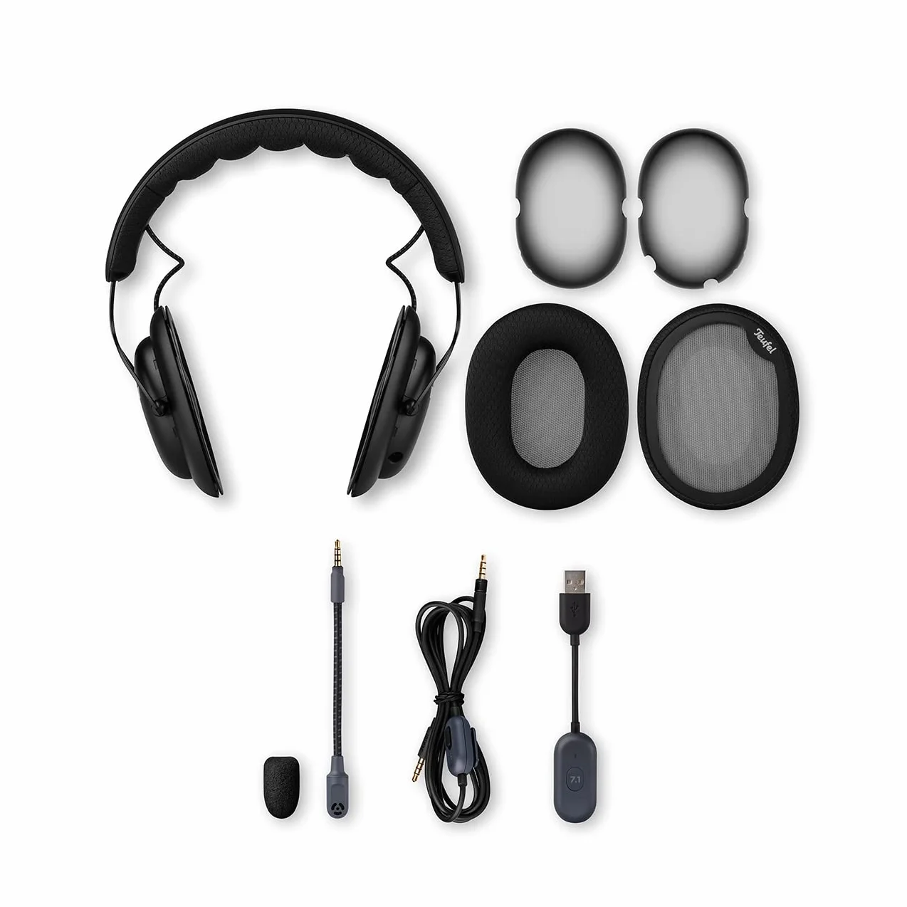 Teufel ZOLA słuchawki gamingowe z kartą dźwiękową USB 7.1, DTS Headphone:X® 2.0 Surround Sound, regulowane ramię mikrofonu z mikrofonem kondensatorowym HD, PC, wygodne dopasowanie – czarno-jasnoszare