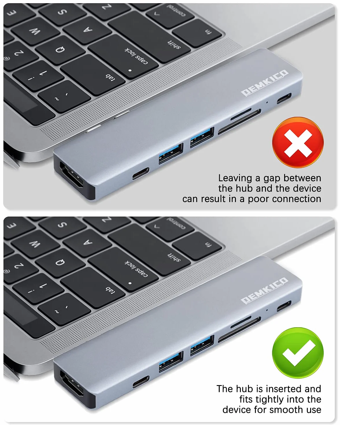 Hub USB C 7 w 1 do MacBook Pro i MacBook Air, adapter DEMKICO Macbook Pro z HDMI 4K, portem USB 3.0 i USB 2.0, czytnikiem kart SD/TF, Thunderbolt 3 (87W PD) i portem żeńskim USB C